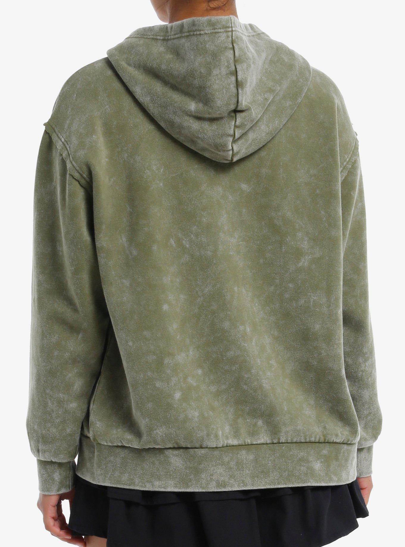 Grunge Butterfly Green Girls Hoodie, BROWN, alternate