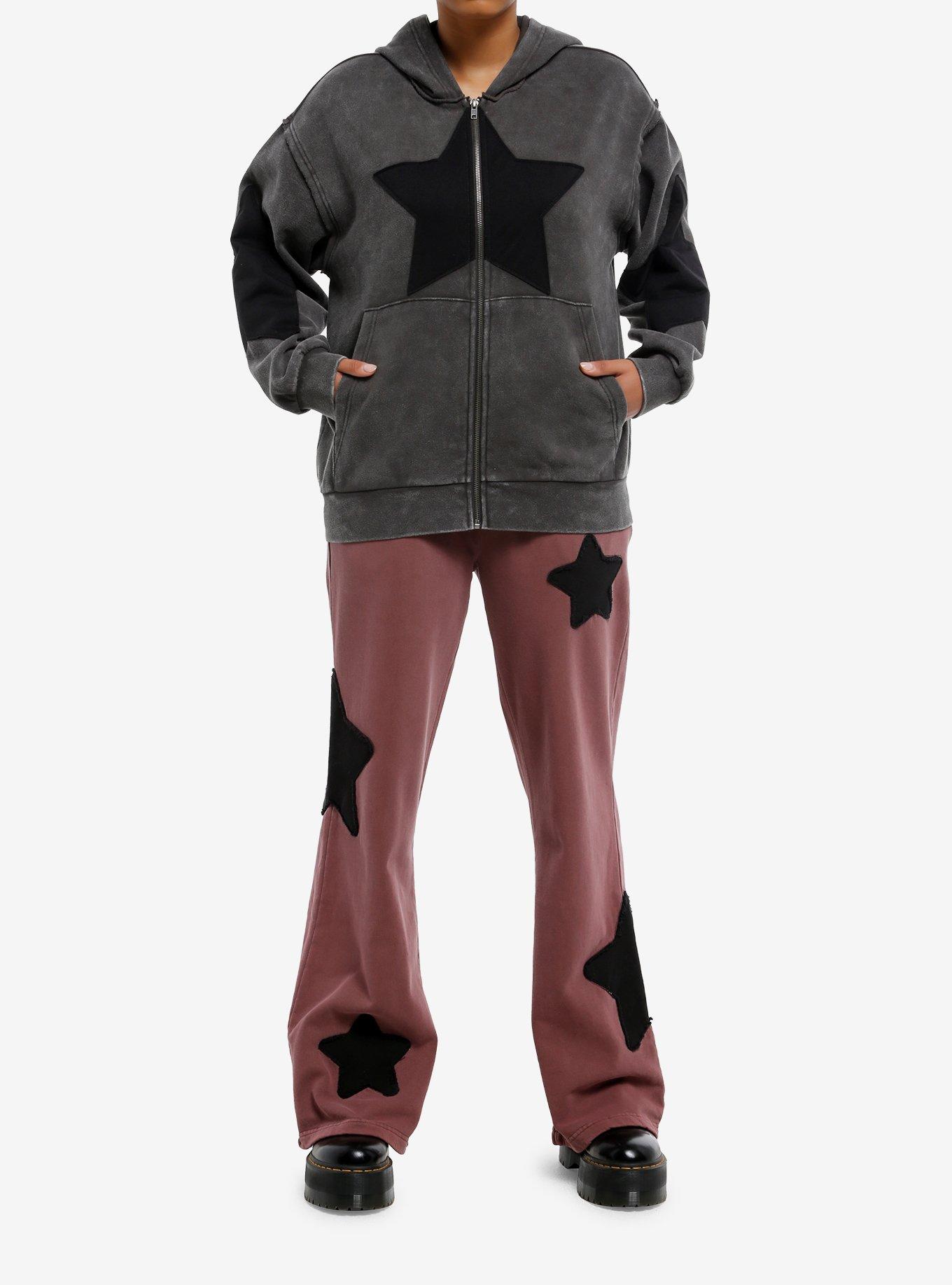 Black Star Patch Washed Girls Hoodie, , hi-res