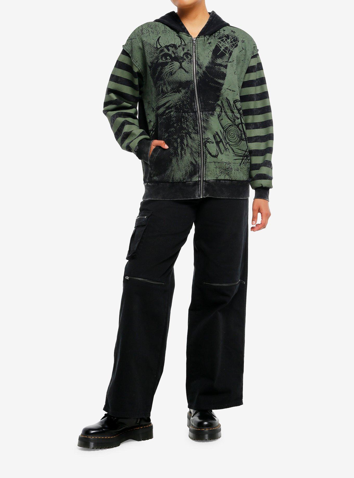 Demon Kitten Green & Black Girls Hoodie, , hi-res