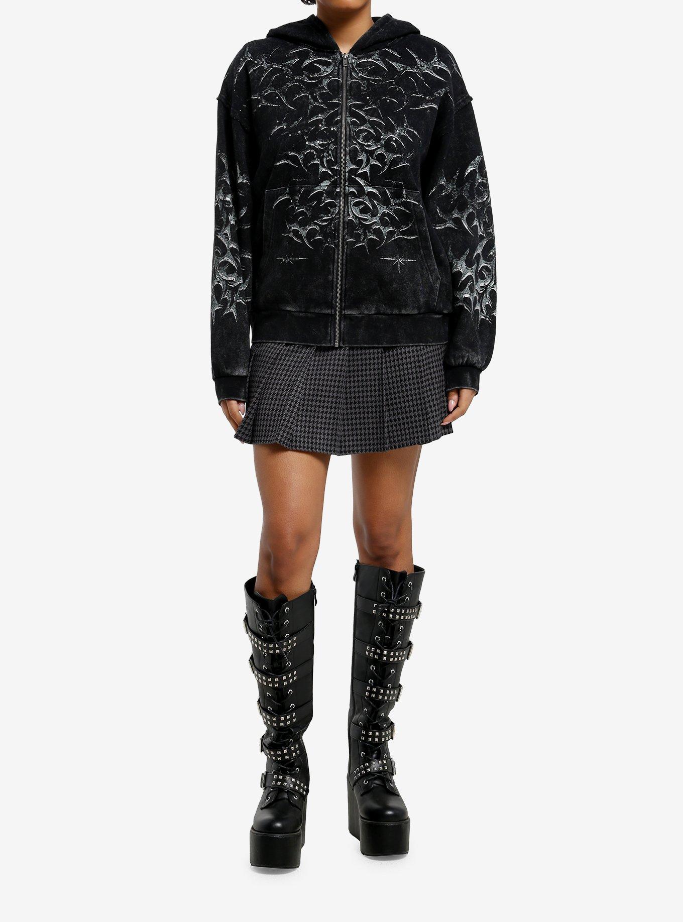 Cyber Tribal Rhinestone Pigment-Dyed Girls Hoodie, , hi-res
