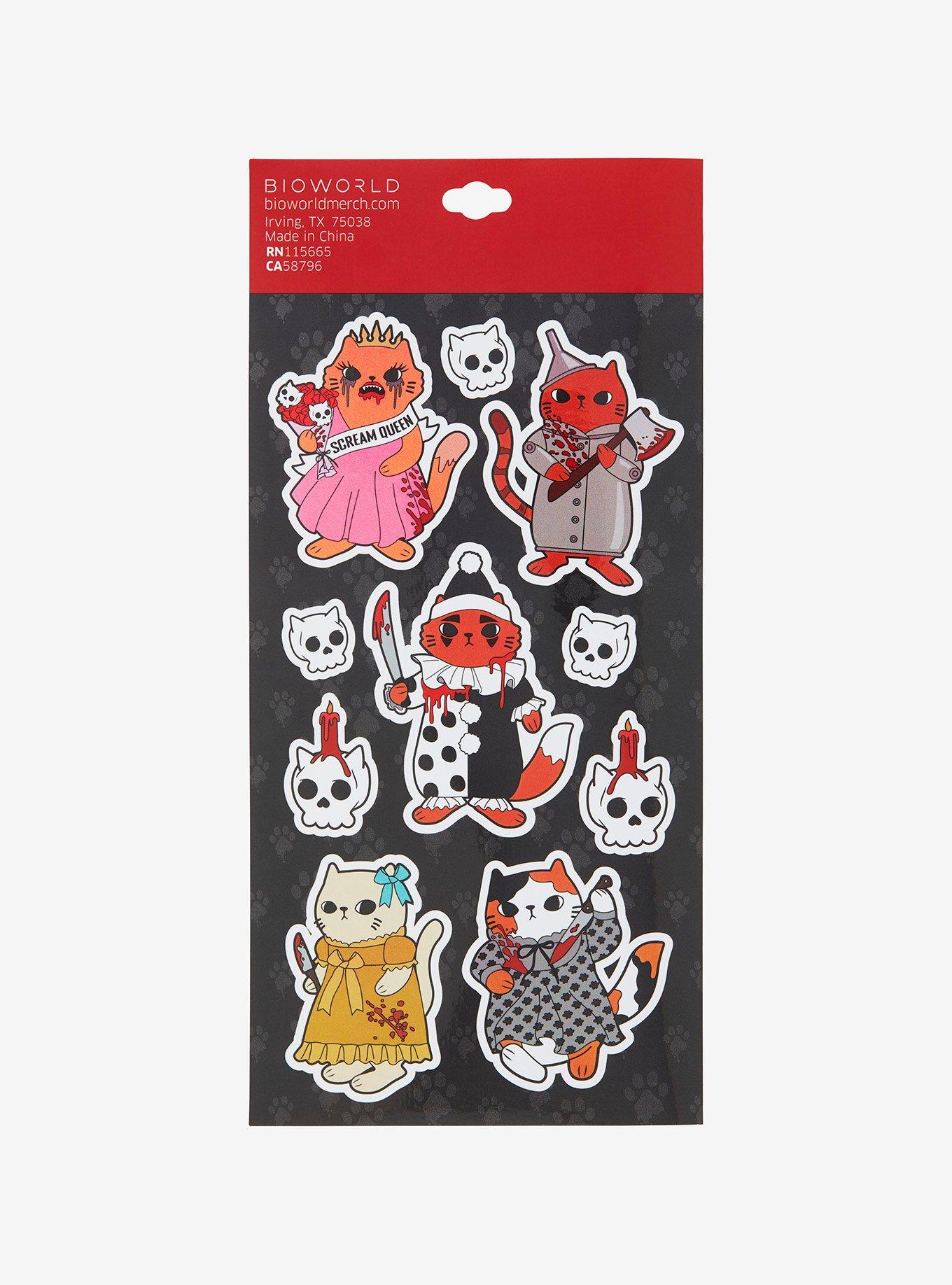 Horror Cats Sticker Sheet Hot Topic Exclusive, , hi-res