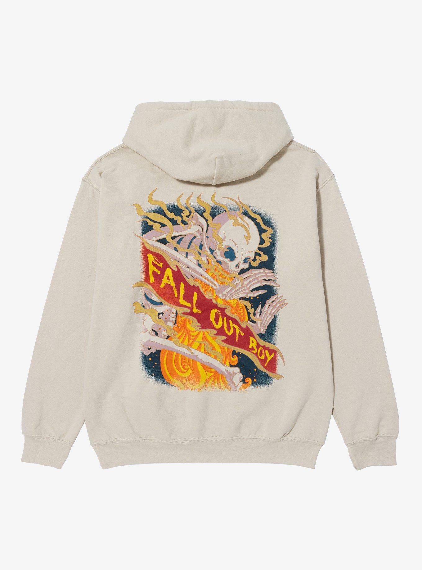 Fall Out Boy Skeleton Breathing Fire Hoodie, SAND, alternate