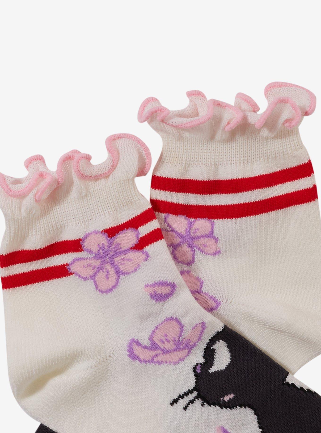 Studio Ghibli® Kiki's Delivery Service Jiji Cherry Blossom Quarter Crew Socks - BoxLunch Exclusive, , alternate