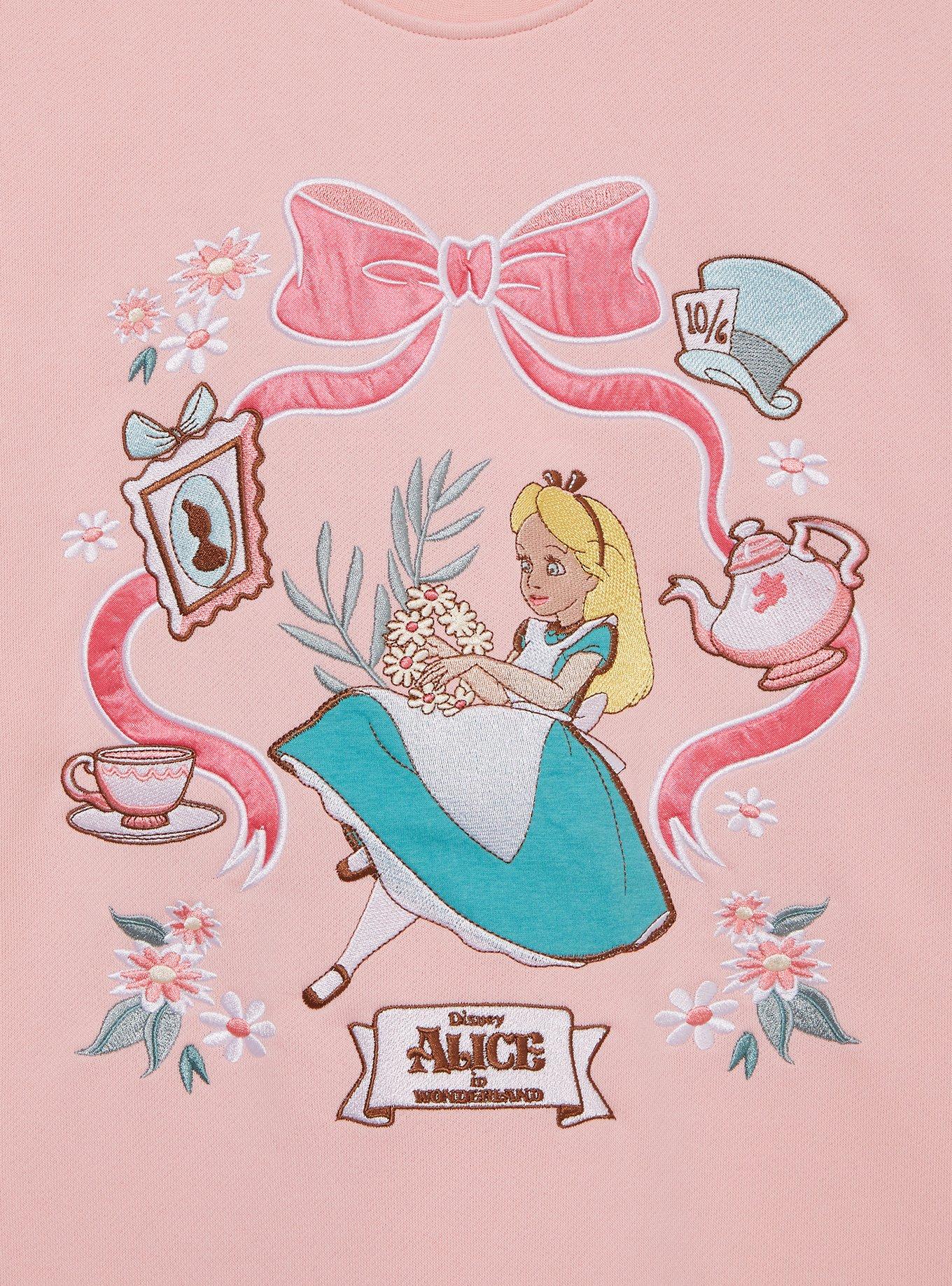 Our Universe Disney Alice in Wonderland Icons Pink Crewneck, LIGHT PINK, alternate