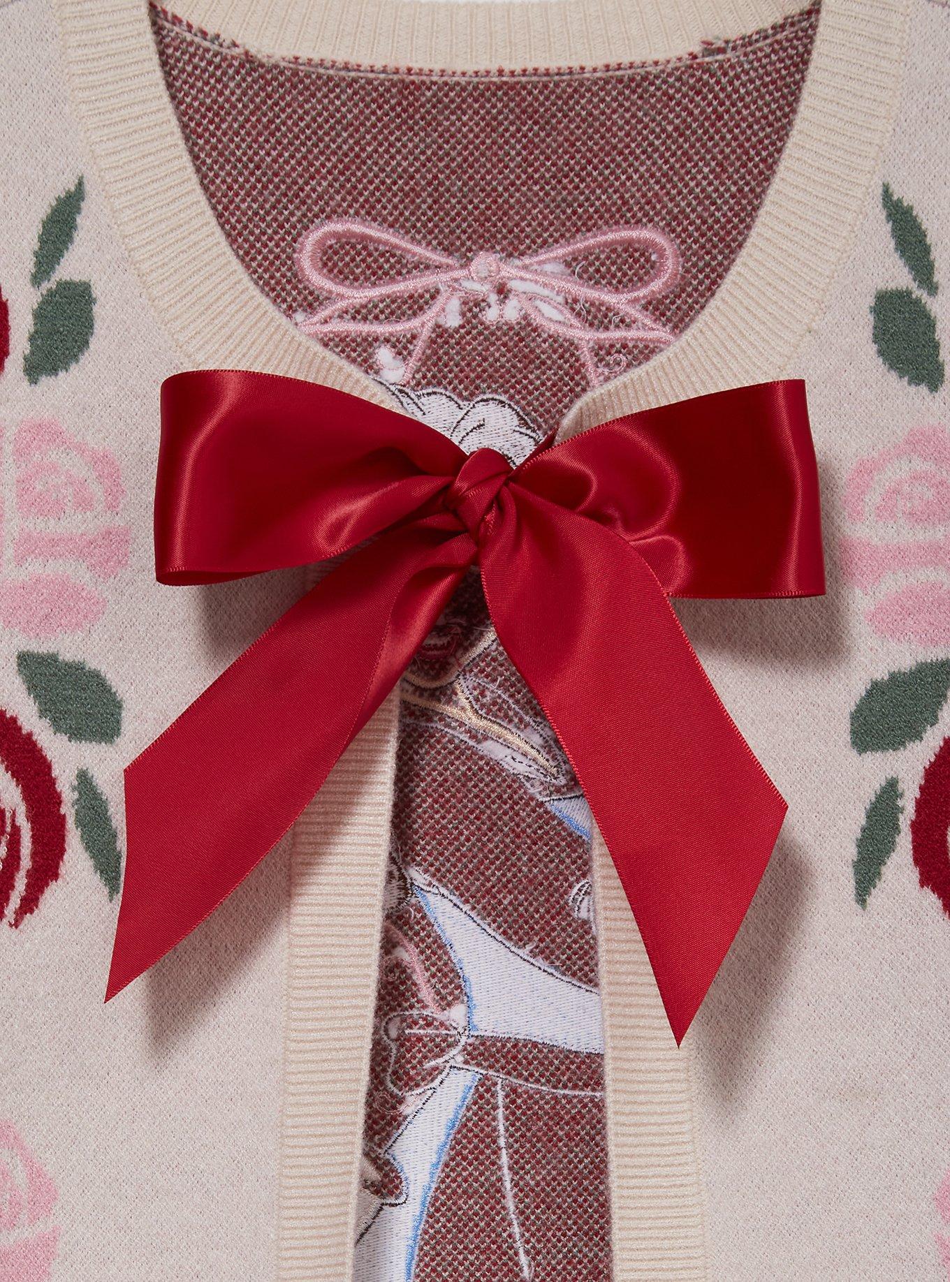 Disney Beauty and the Beast Rose Bow Tie Women's Cardigan — BoxLunch Exclusive, CREAM, alternate