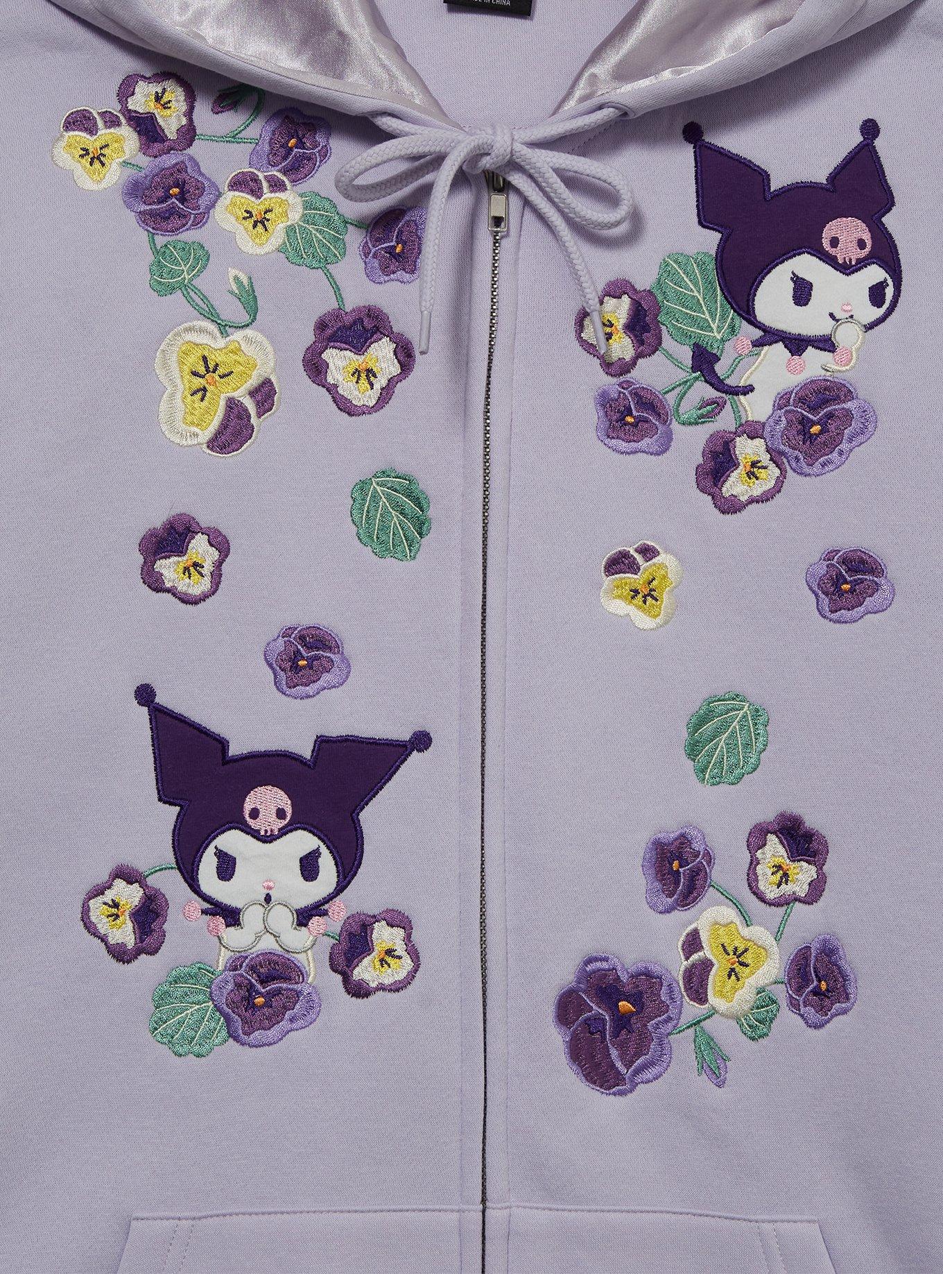 Sanrio Kuromi Floral Zippered Hoodie - BoxLunch Exclusive, , hi-res