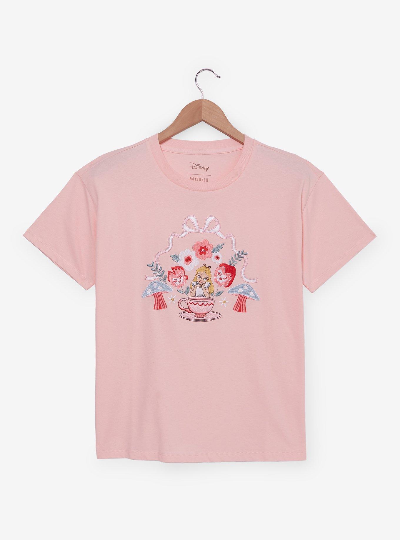 Disney Alice Wonderland Floral Embroidered Women's T-Shirt - BoxLunch Exclusive