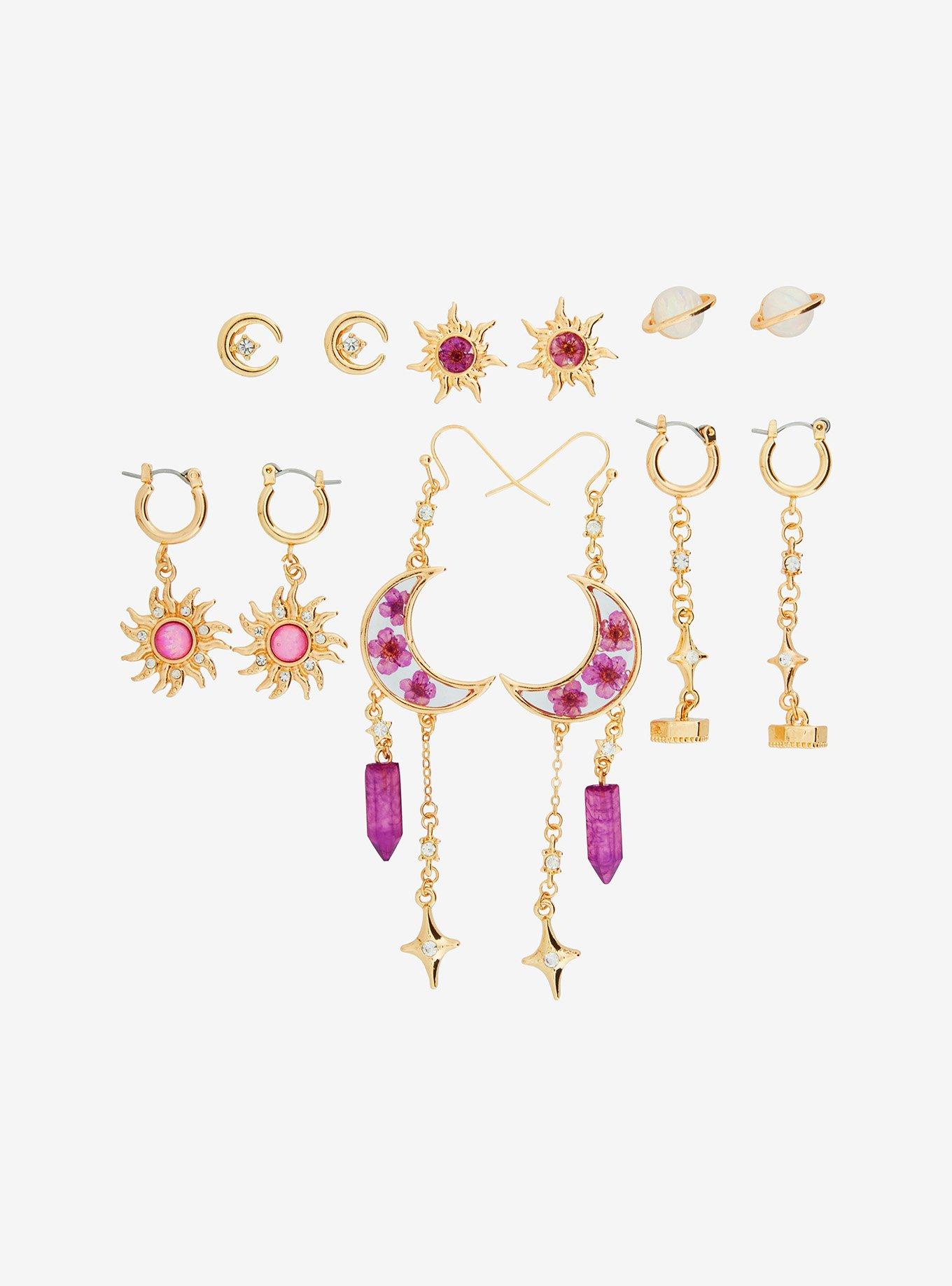 Cosmic Aura Sun & Moon Crystal Earring Set, , hi-res