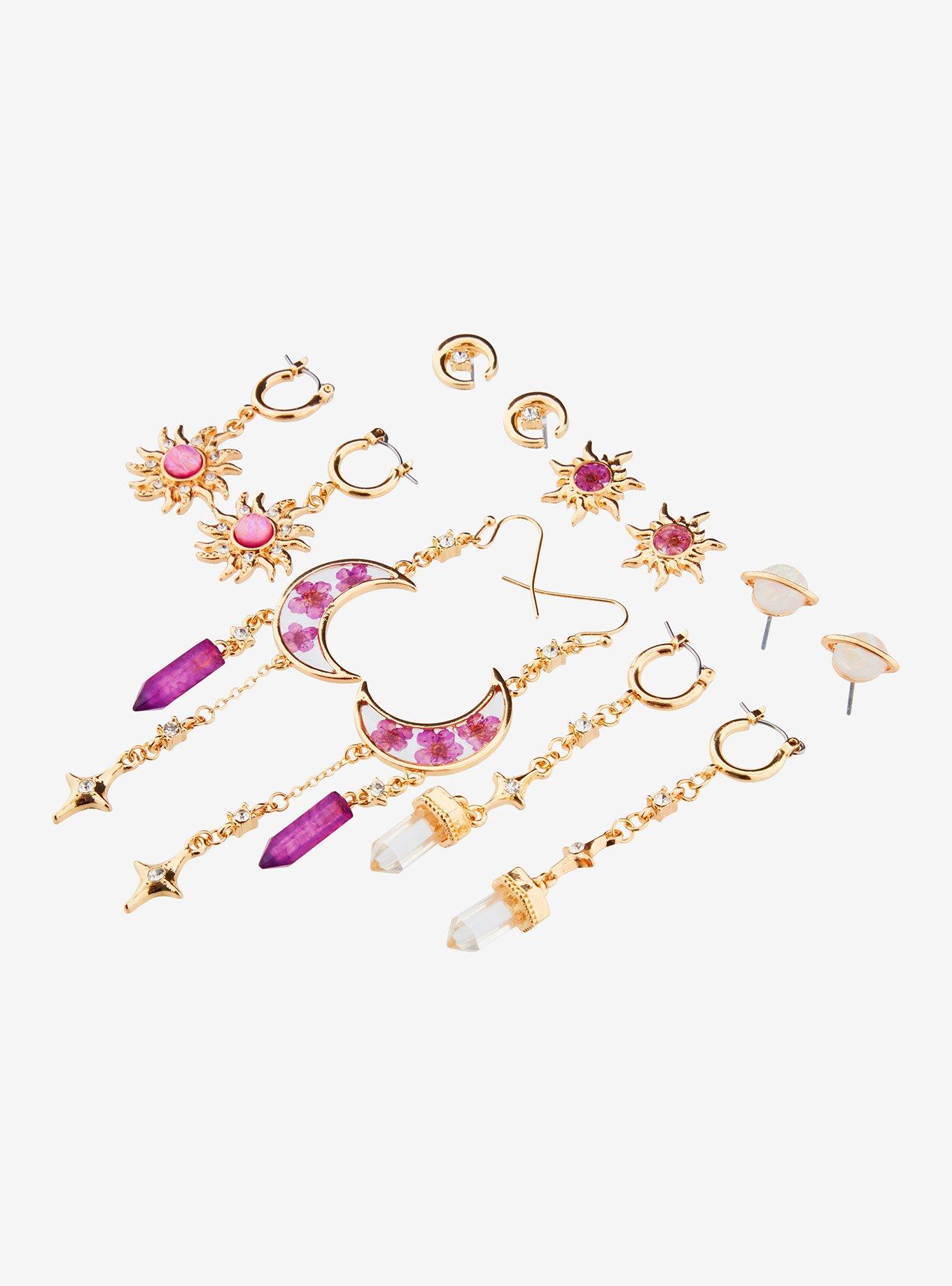 Cosmic Aura Sun & Moon Crystal Earring Set, , alternate