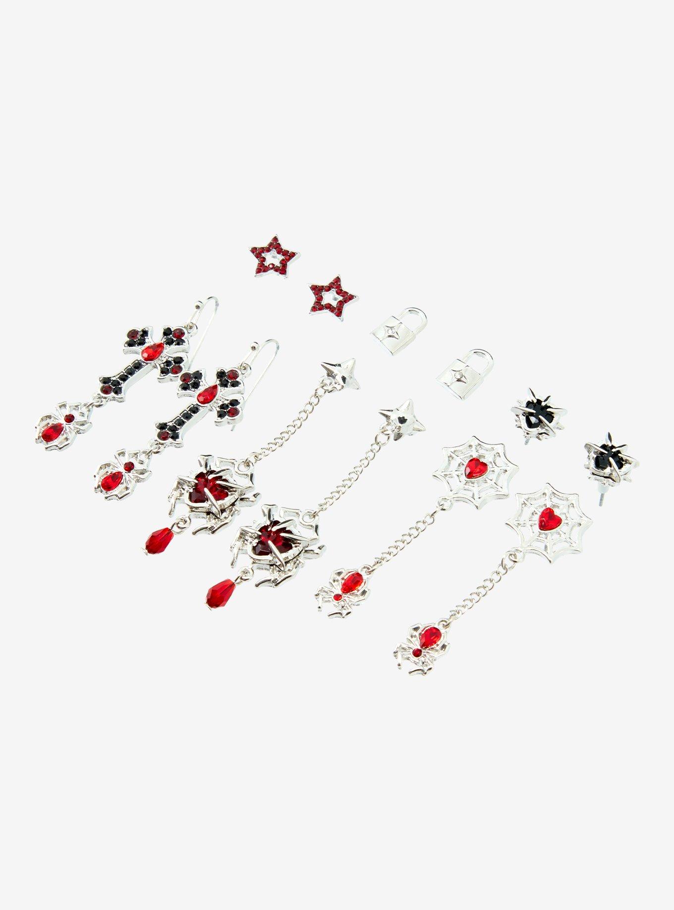 Social Collision Red Spider Cross Earring Set, , alternate