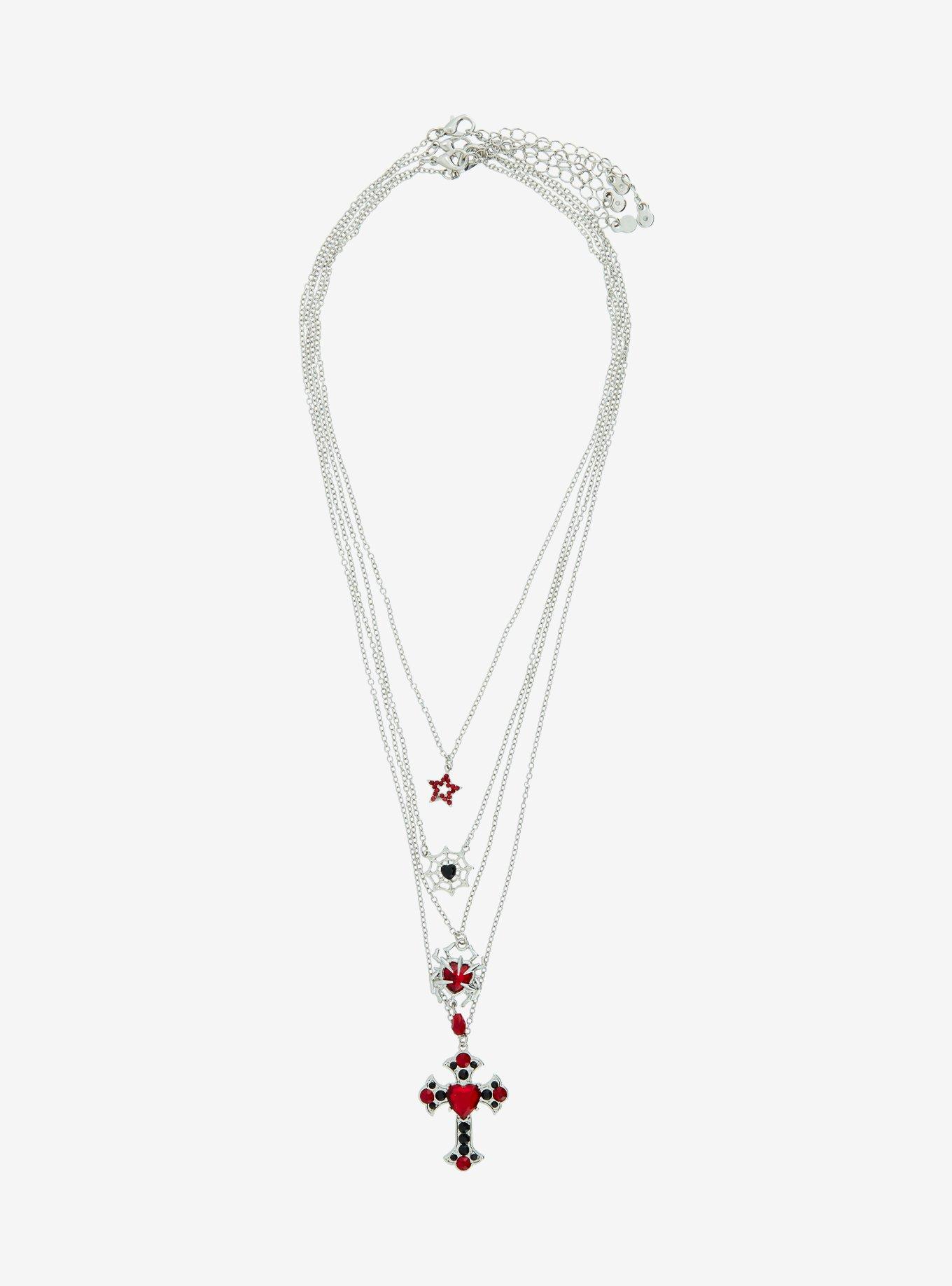 Social Collision Spider Cross Star Necklace Set, , hi-res