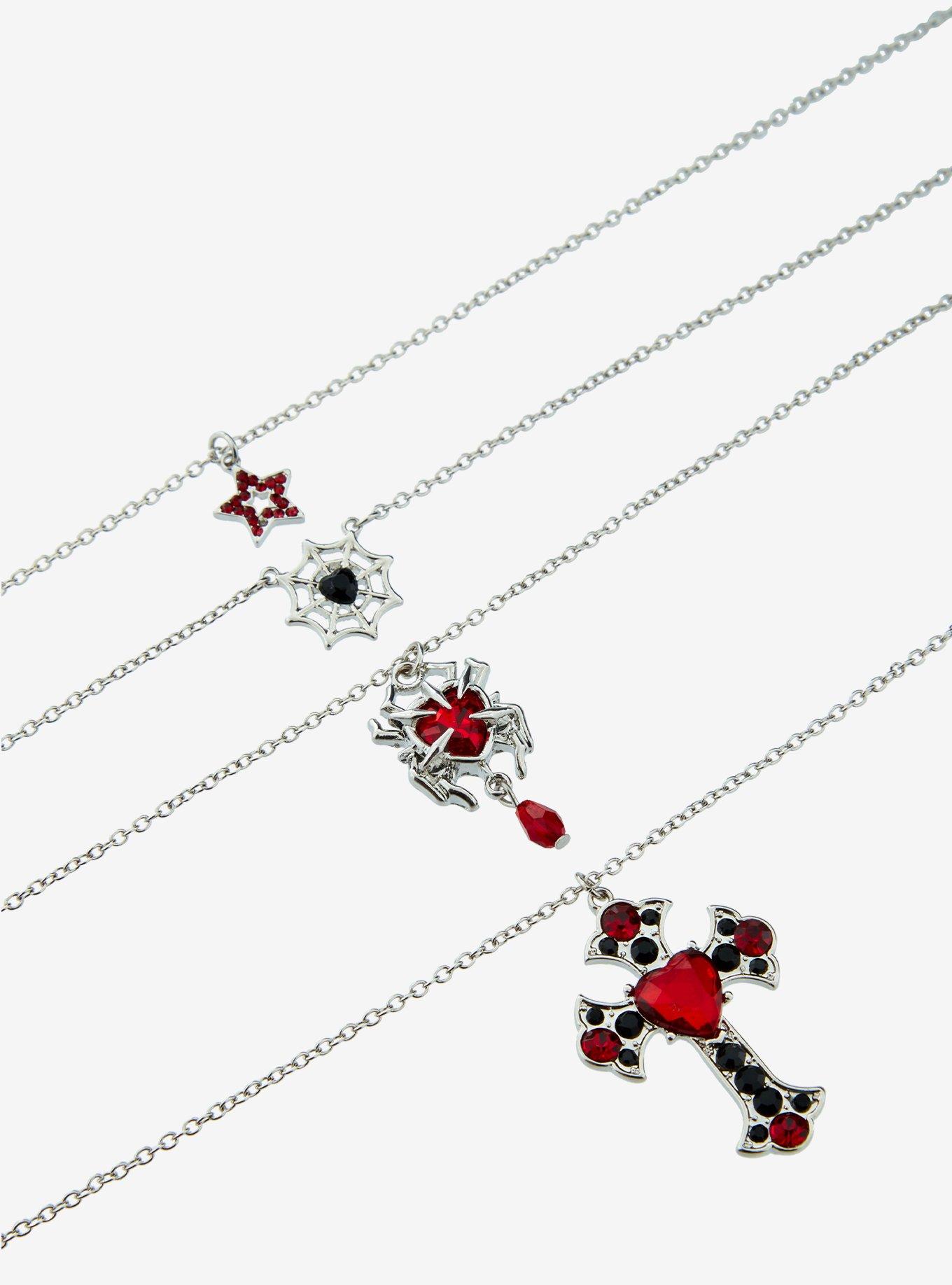 Social Collision Spider Cross Star Necklace Set, , alternate