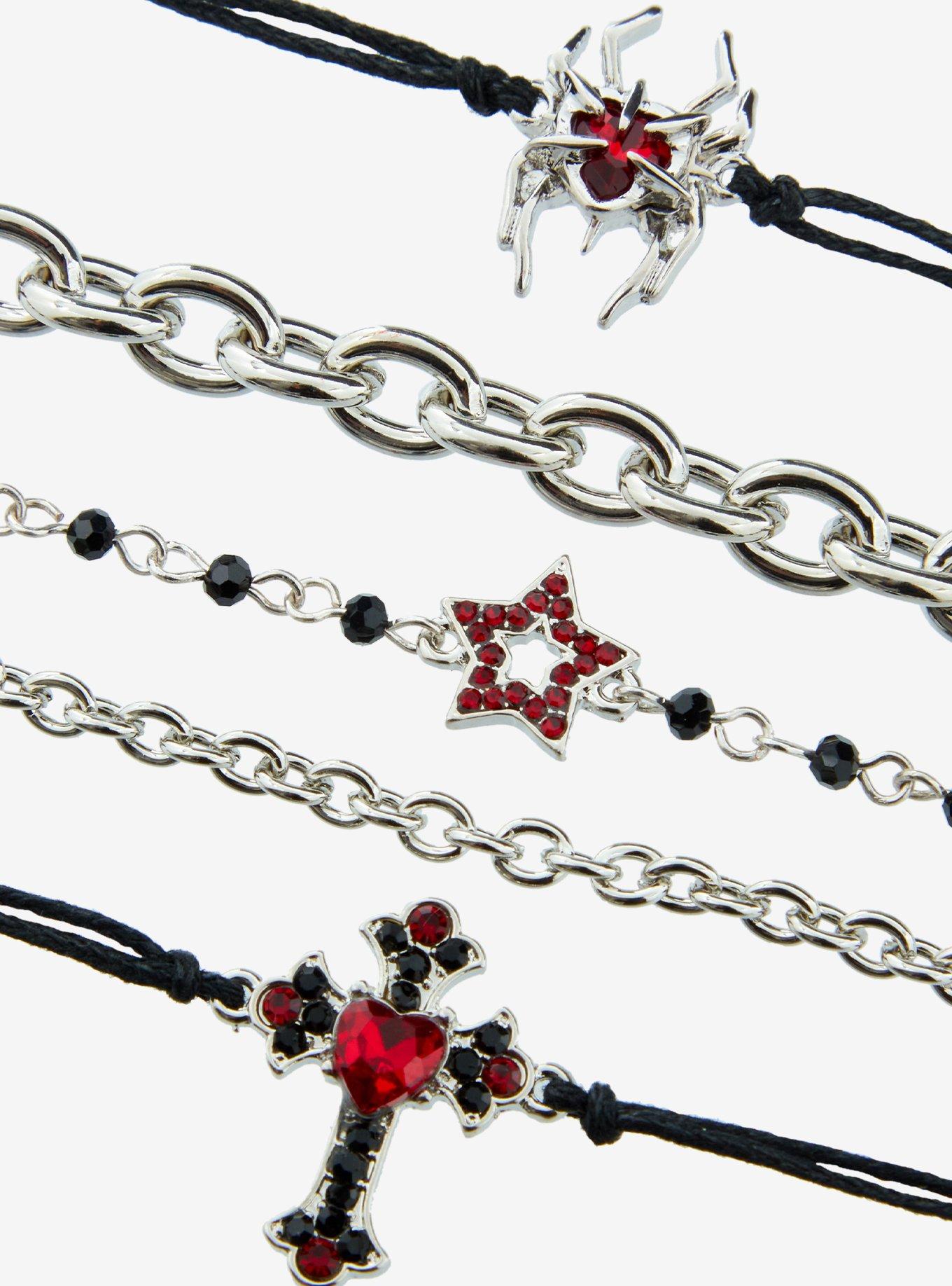 Social Collision Spider Cross Chain Bracelet Set, , hi-res