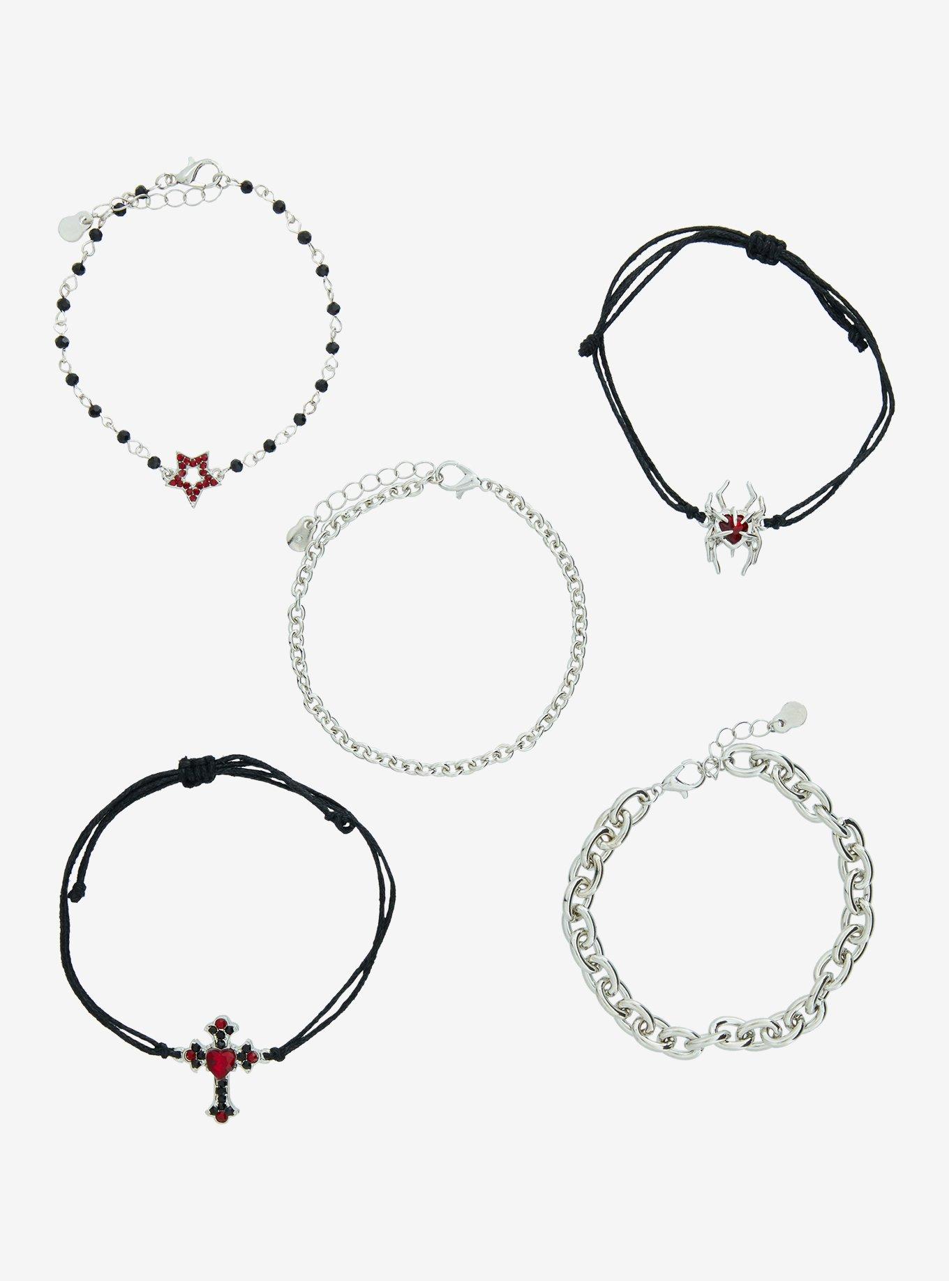Social Collision Spider Cross Chain Bracelet Set, , alternate