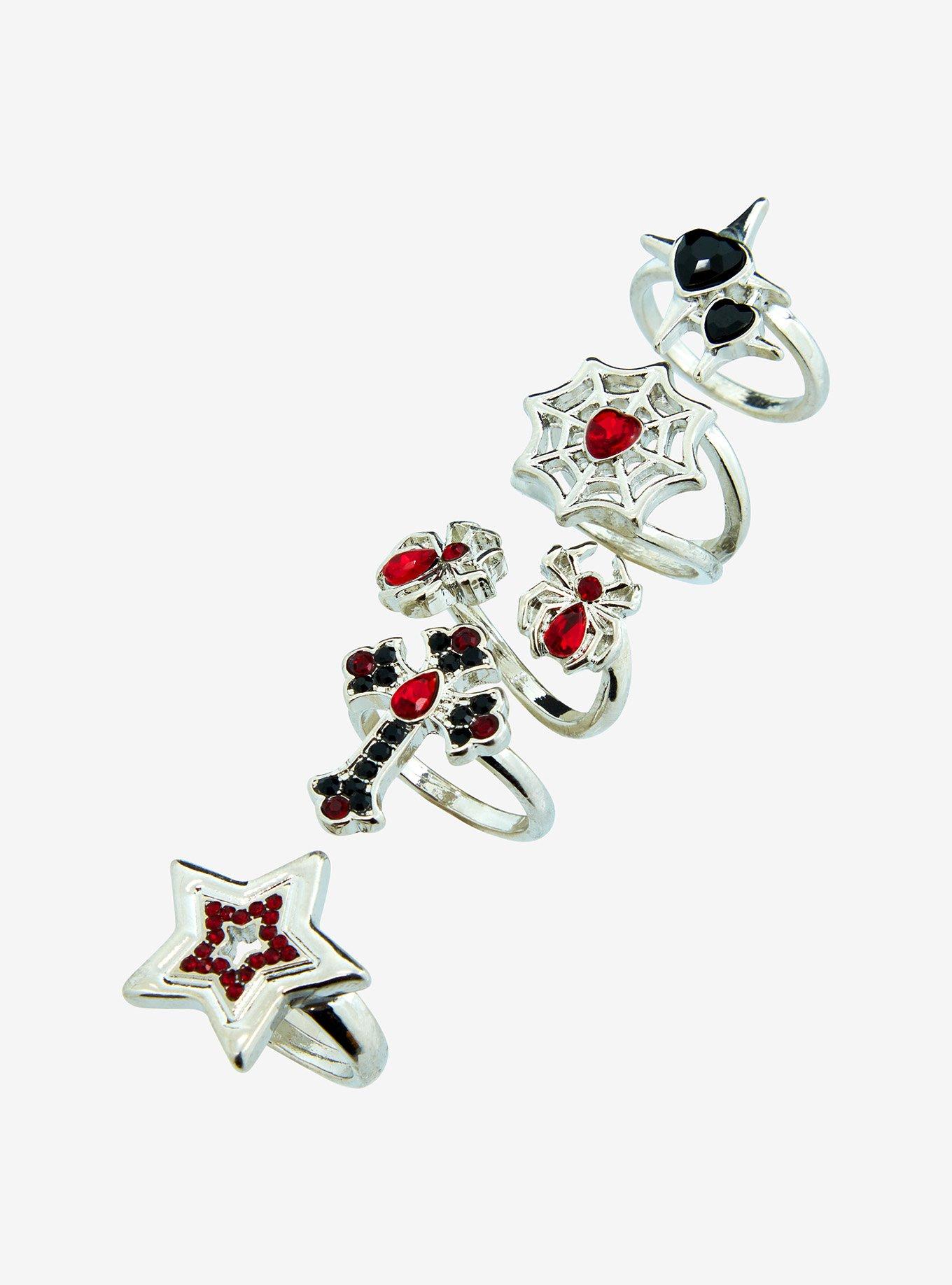 Social Collision Spider Cross Star Ring Set, , alternate
