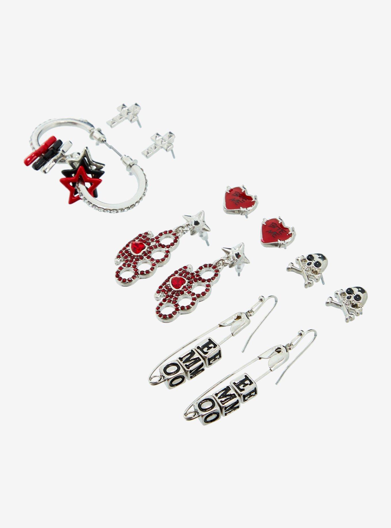 Social Collision Emo Brass Knuckles Earring Set, , alternate