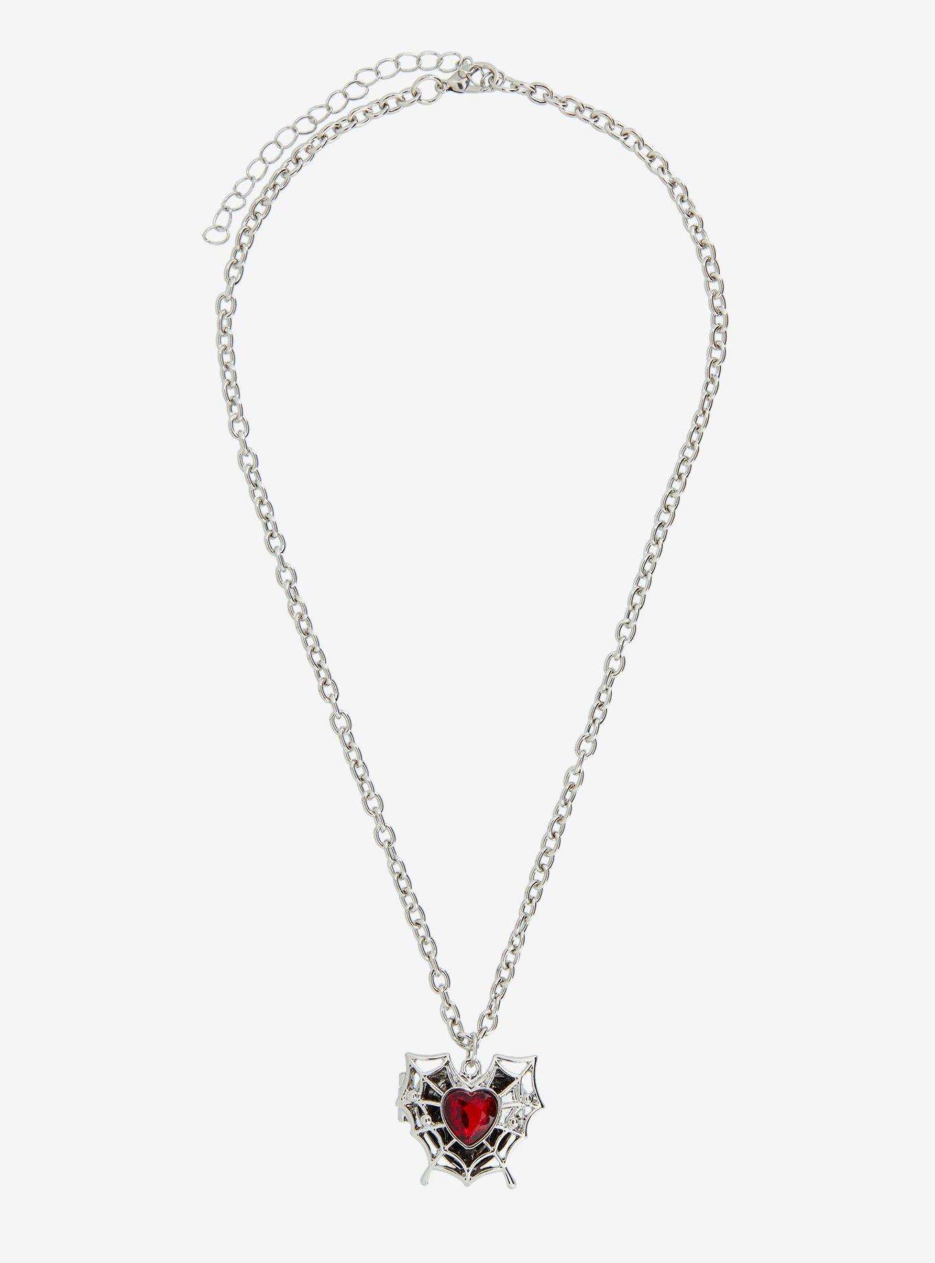 Spider Heart Locket Necklace, , hi-res