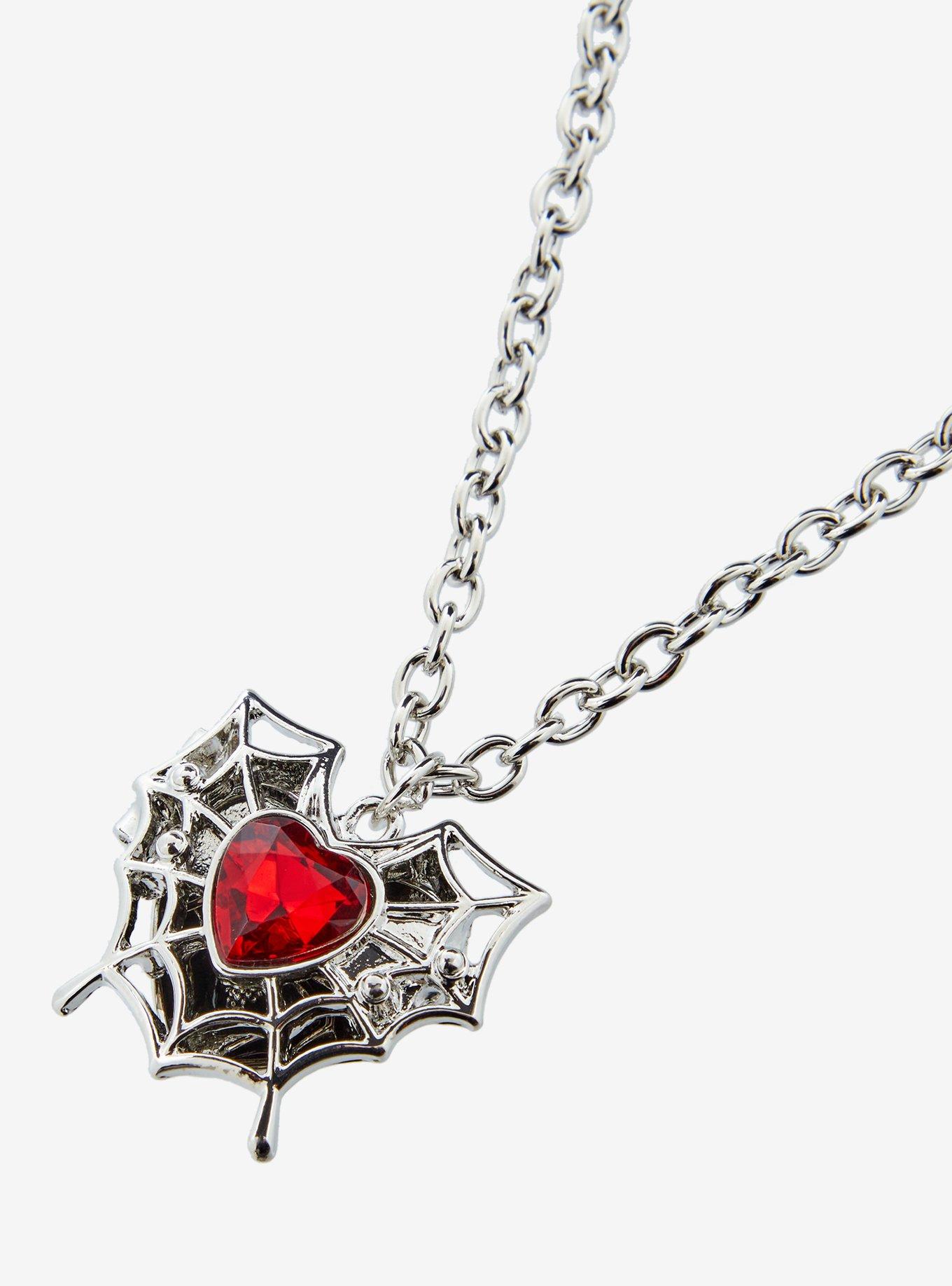 Spider Heart Locket Necklace, , alternate