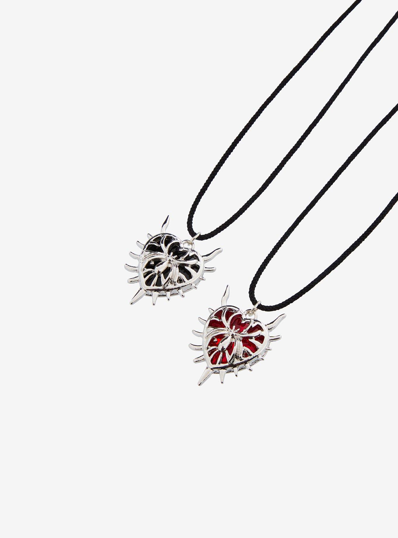Spike Heart Spider Best Friend Cord Necklace Set, , alternate