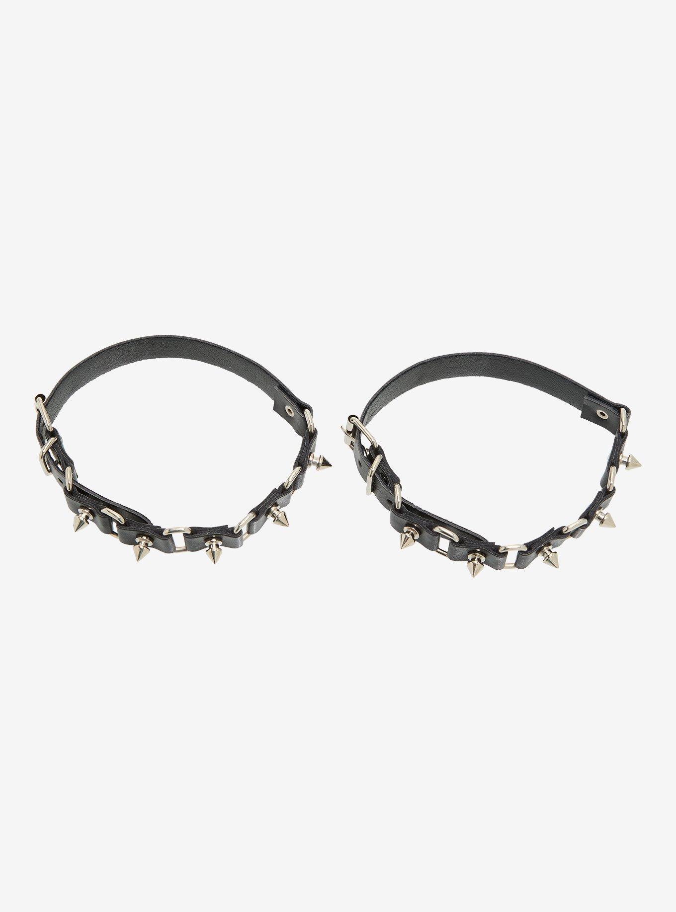 Faux Leather Spike Stud Boot Anklet Set, , alternate