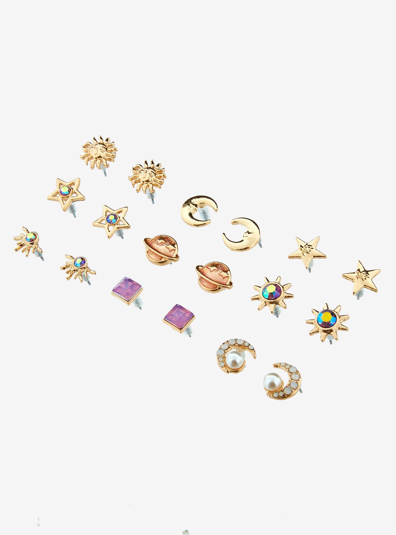 Cosmic Aura Celestial Planetary Stud Earring Set, , alternate