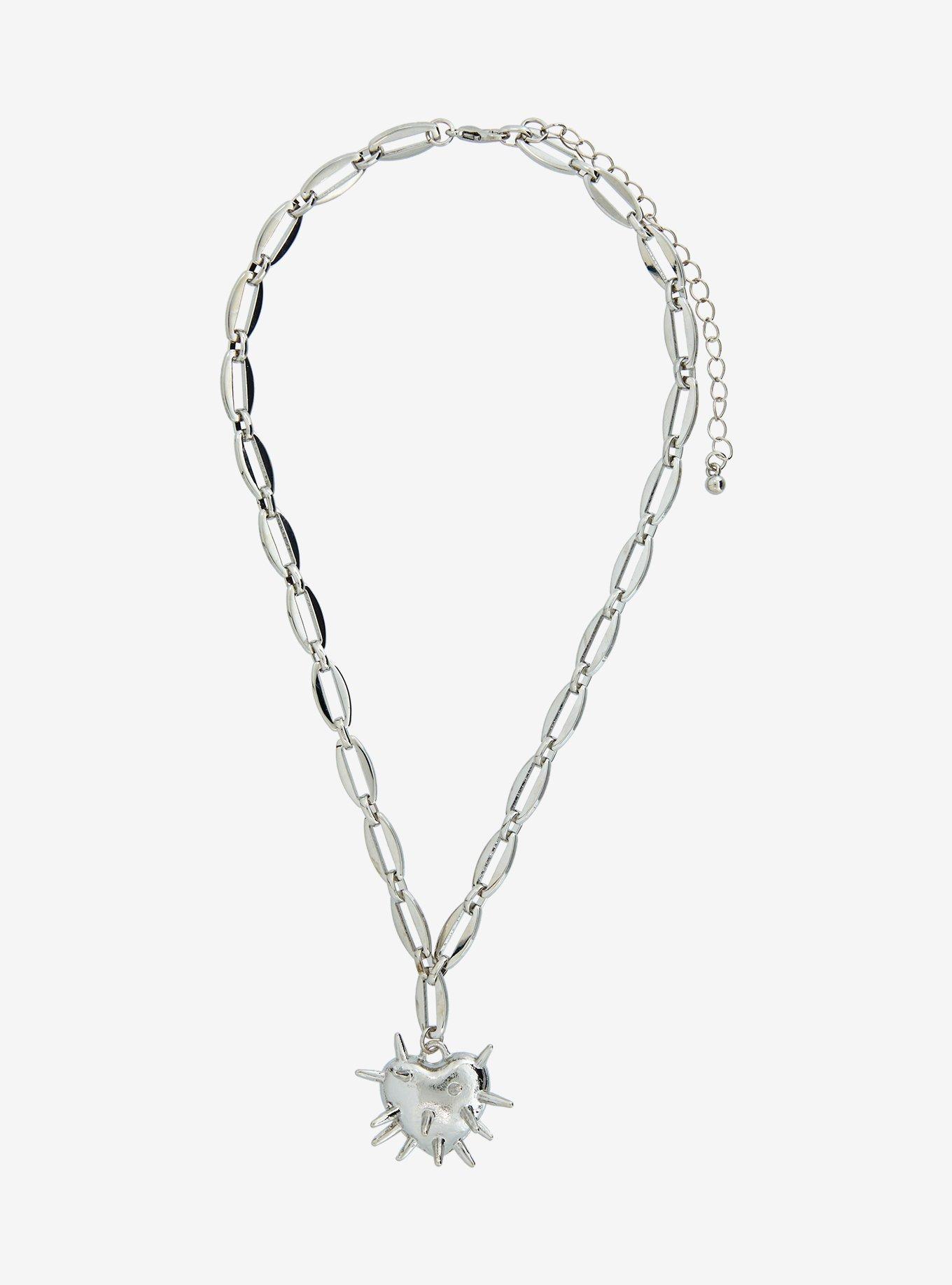 Spike Heart Chain Necklace, , hi-res