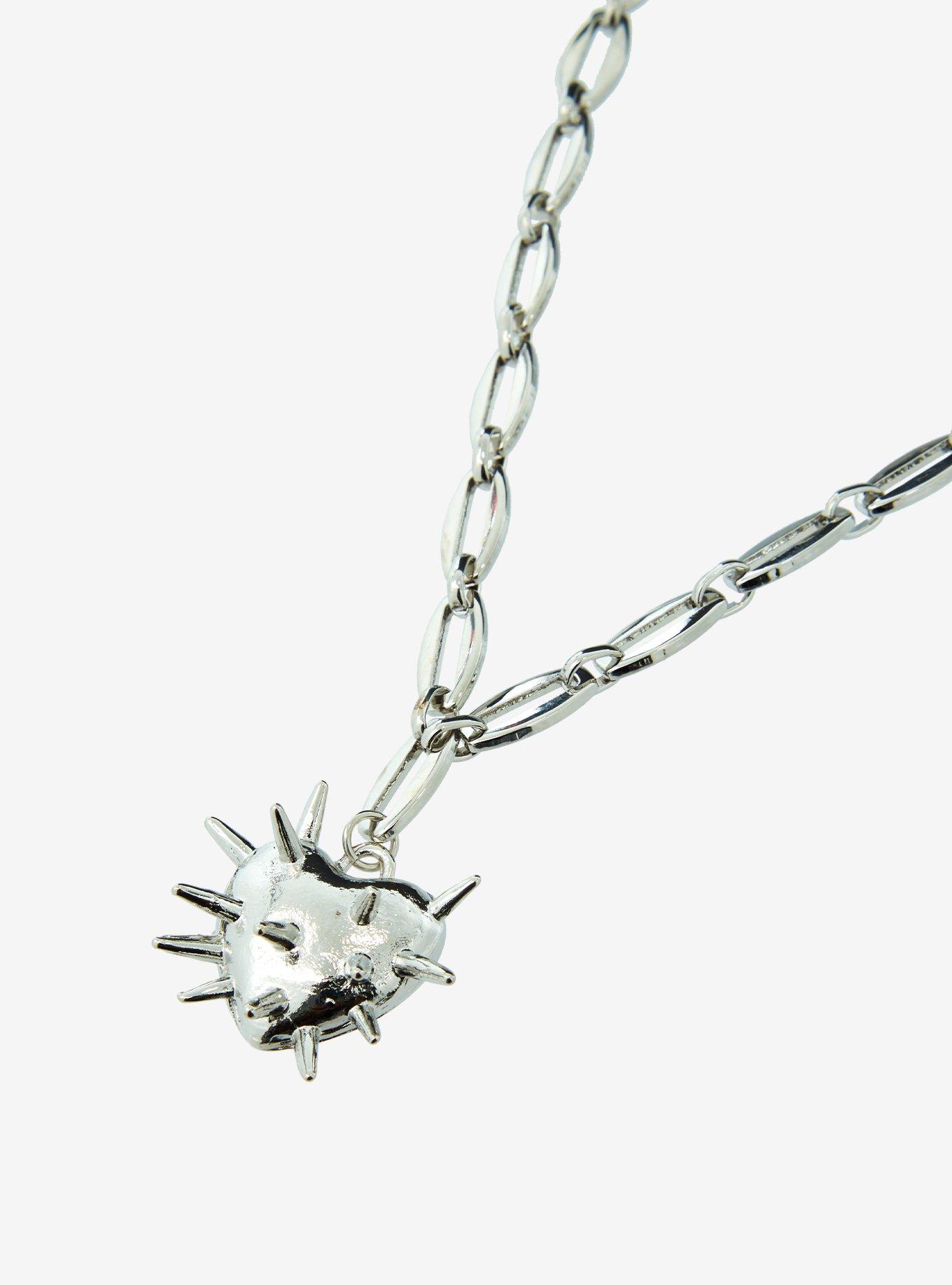 Spike Heart Chain Necklace, , alternate
