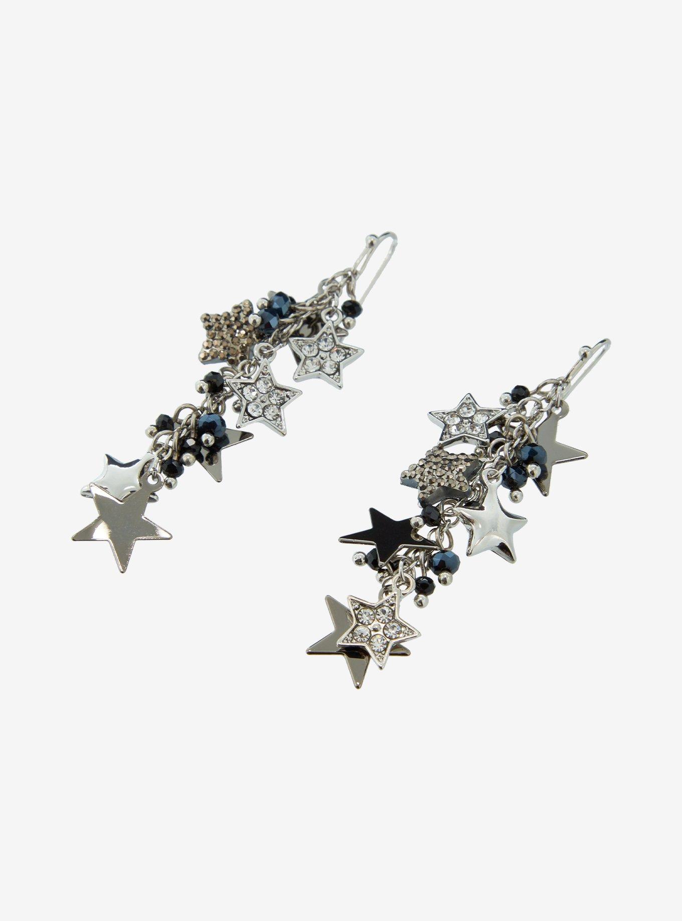 Star Bead Chain Drop Earrings, , hi-res