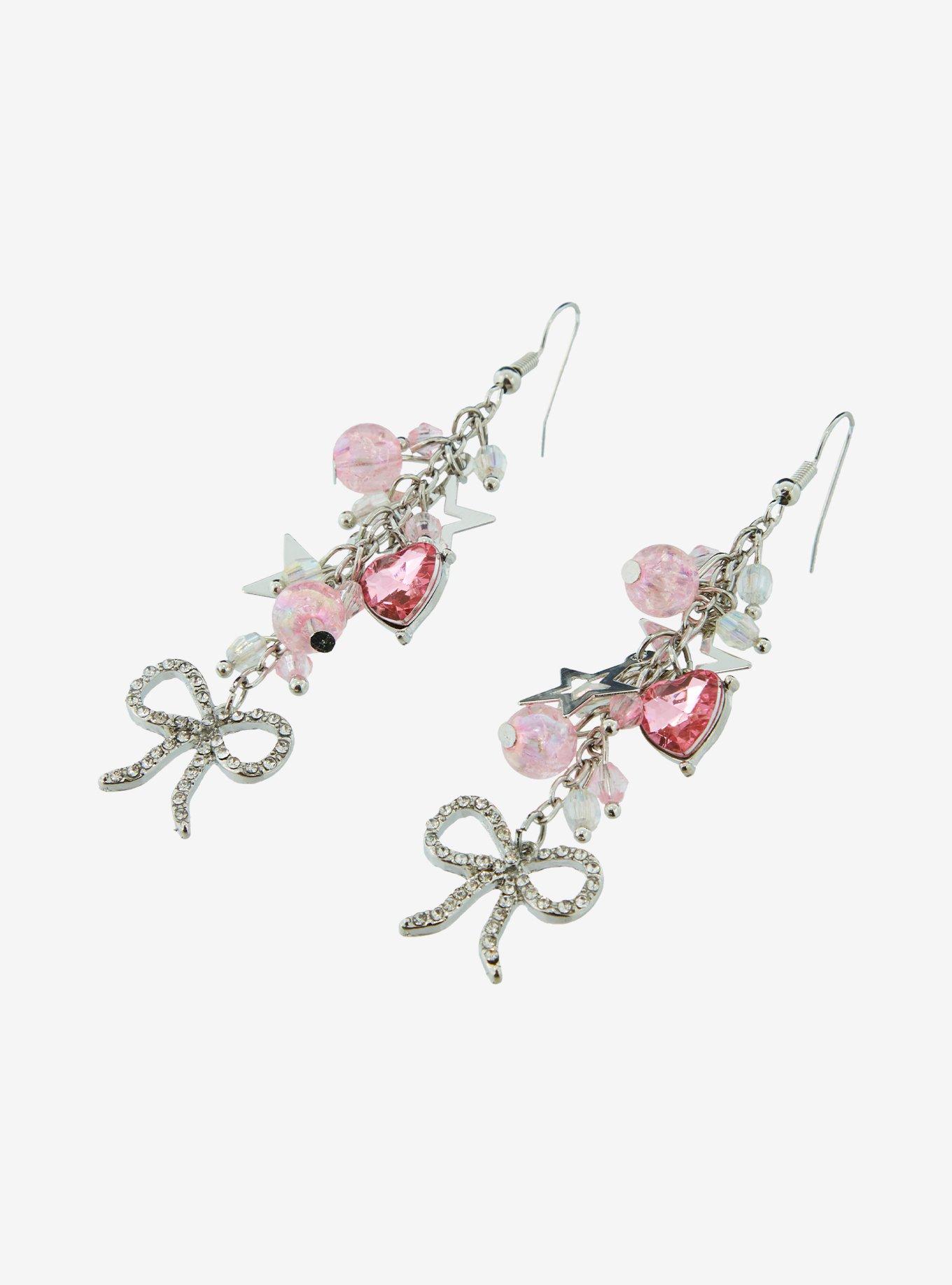 Sweet Society Star Ribbon Heart Drop Earrings, , alternate