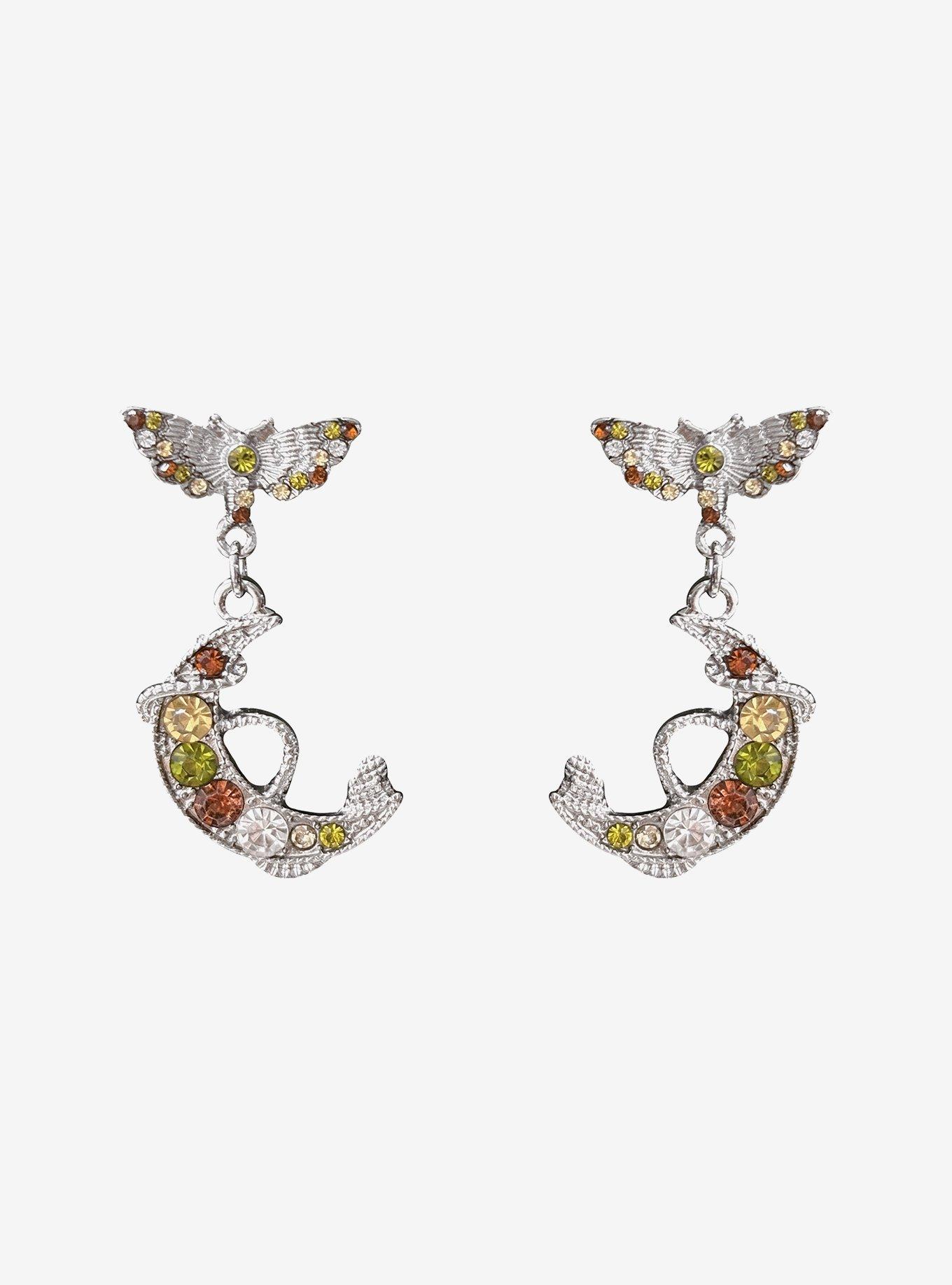 Thorn & Fable Moth Snake & Moon Drop Earrings, , hi-res