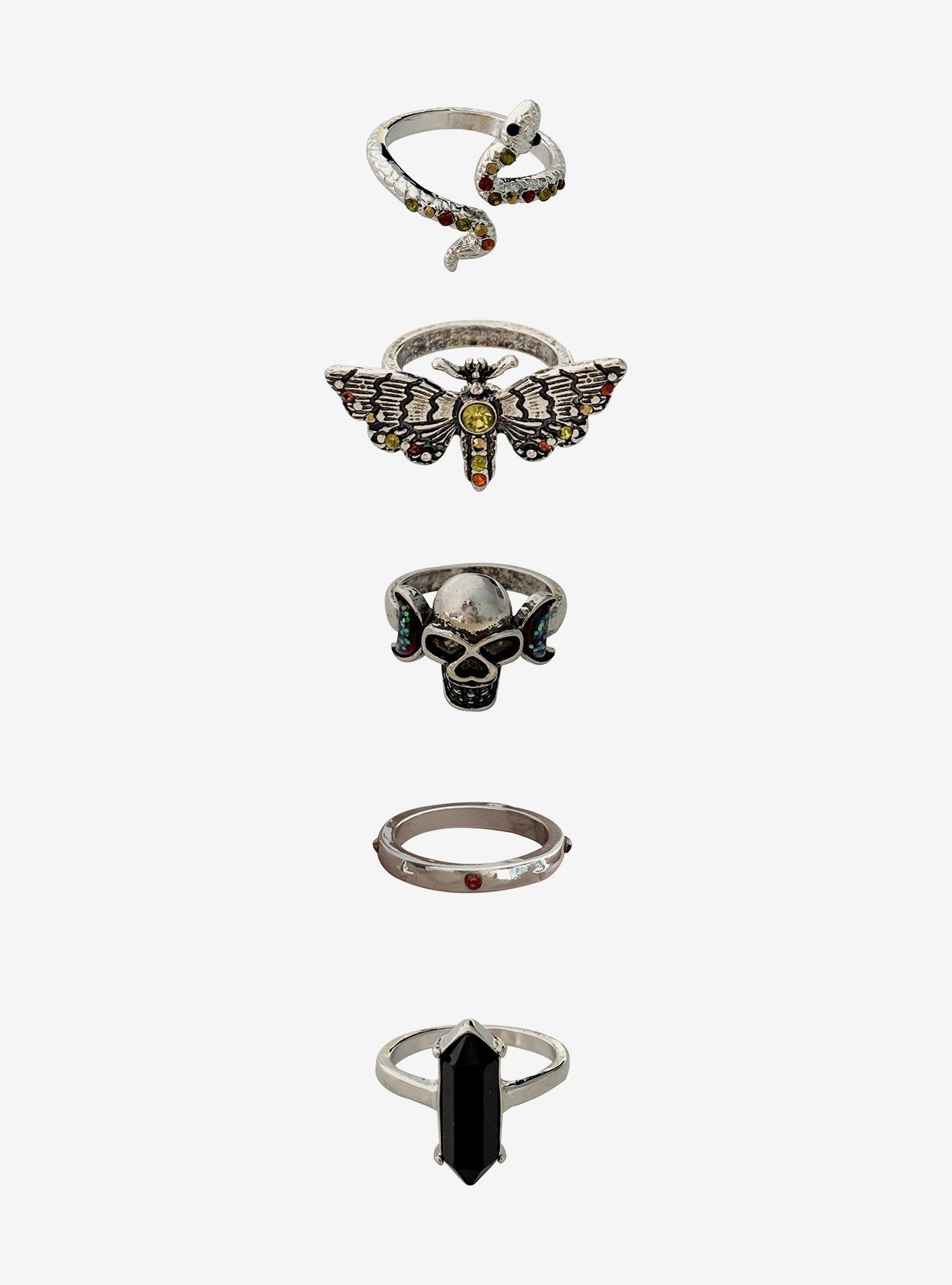 Thorn & Fable Moth Skull Ring Set, , hi-res