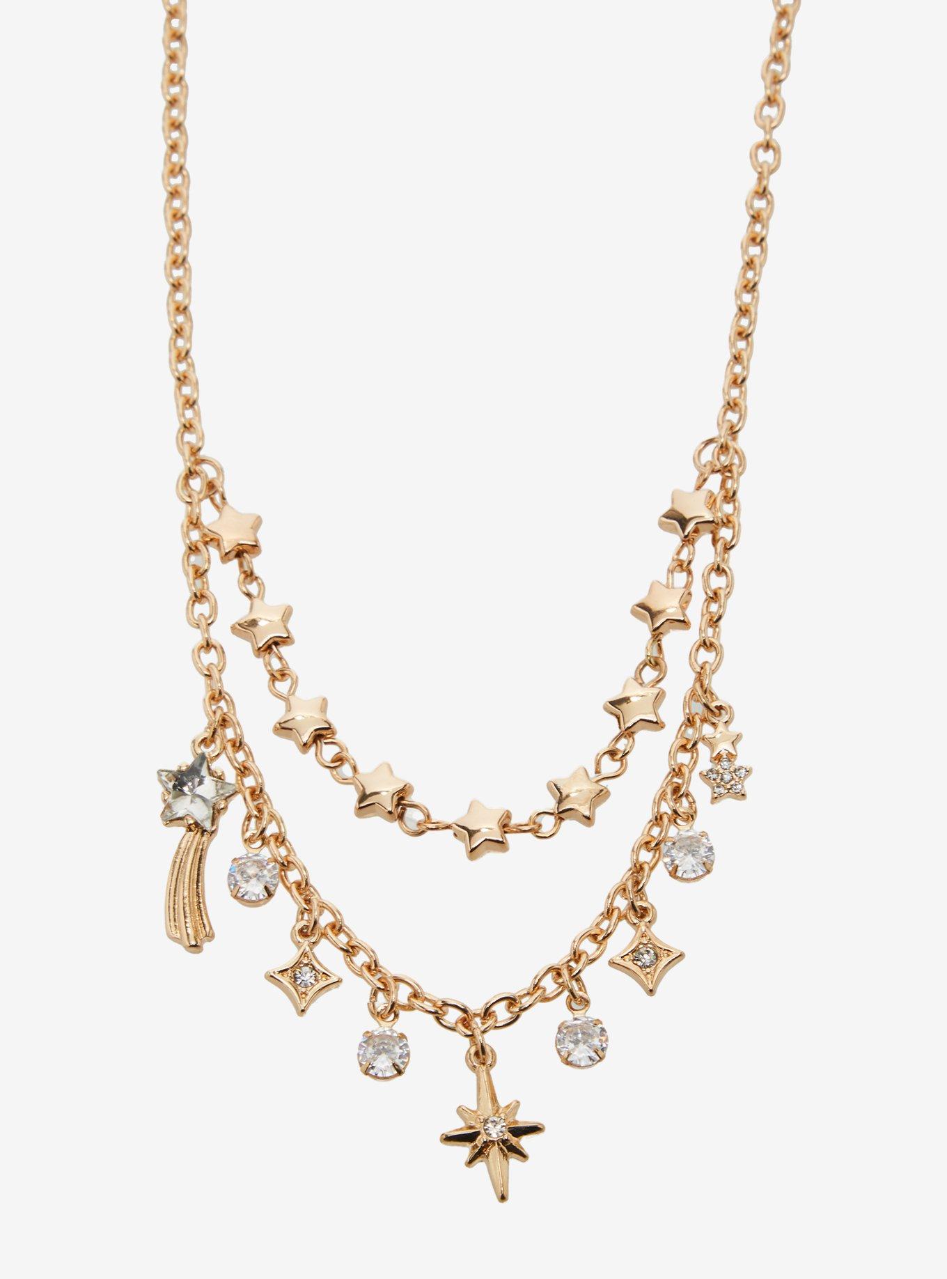 Cosmic Aura Shooting Star Gem Layered Necklace, , alternate