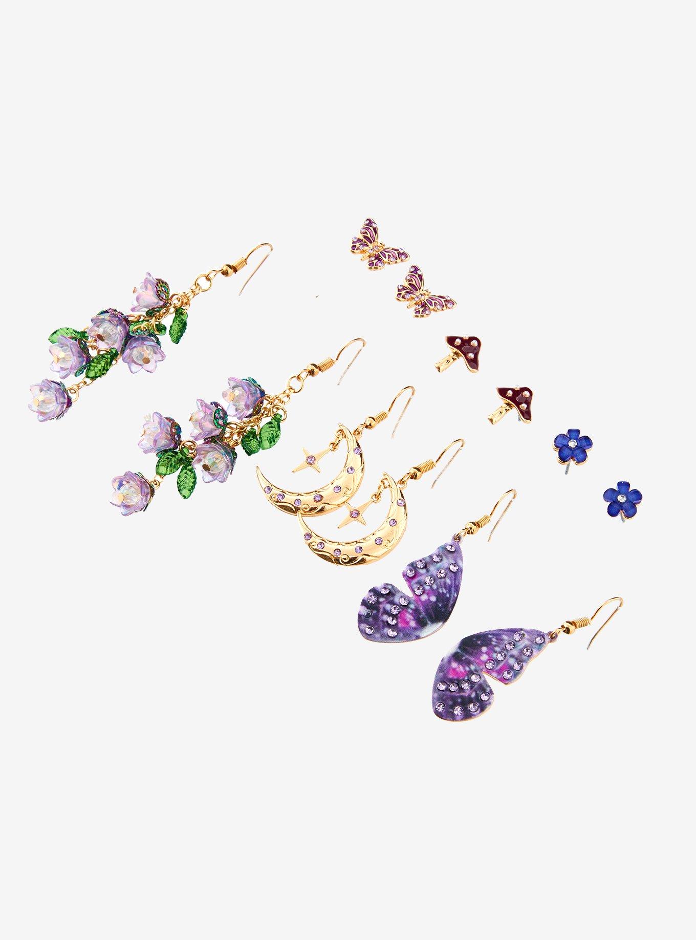 Thorn & Fable Butterfly Mushroom Garden Earring Set, , alternate