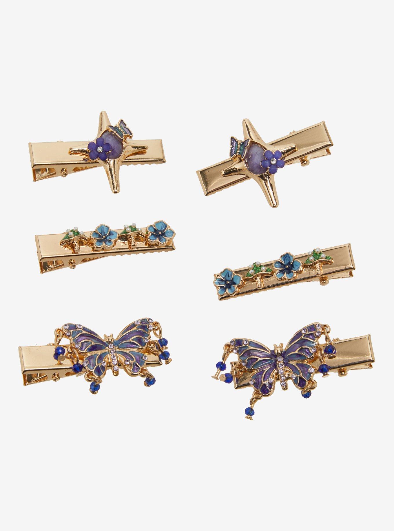 Thorn & Fable Star Butterfly Floral Hair Clip Set, , hi-res