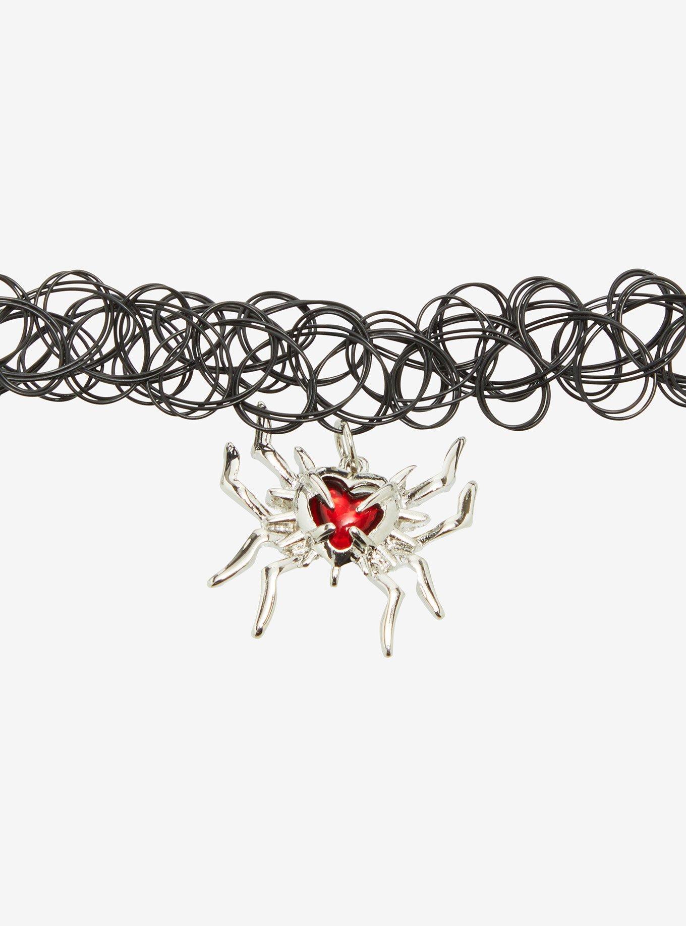 Spiderweb Heart & Spider Tattoo Choker Set, , alternate