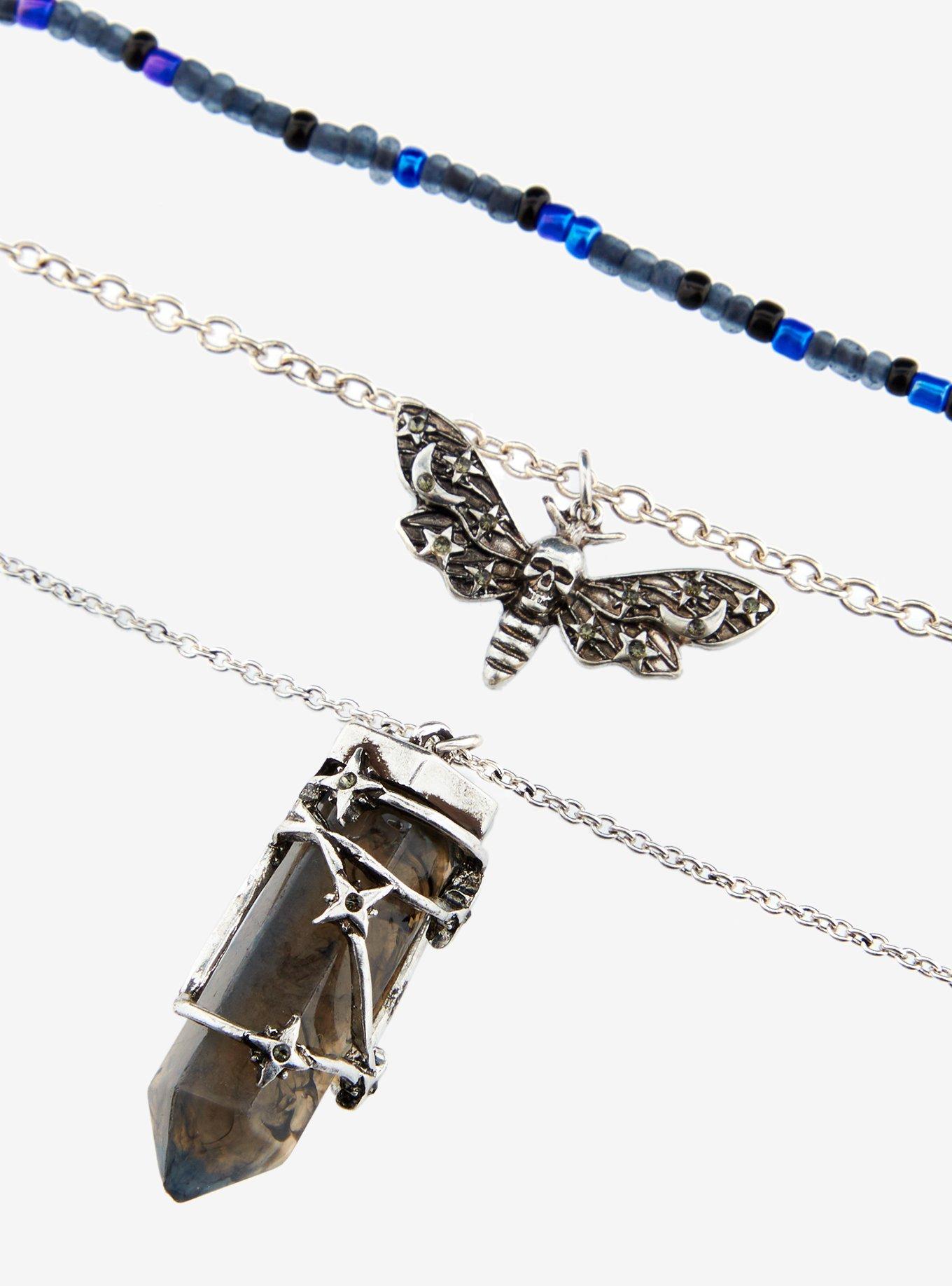 Thorn & Fable Death Moth Faux Crystal Necklace Set, , alternate