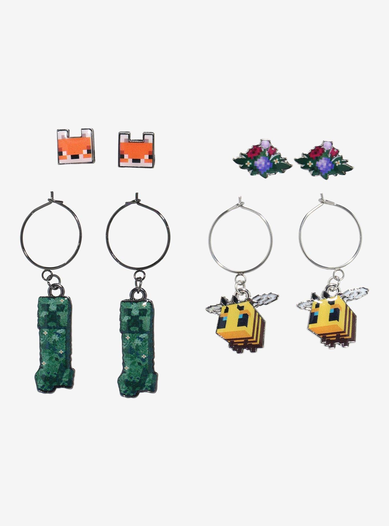 Minecraft Fox & Bee Earring Set, , hi-res