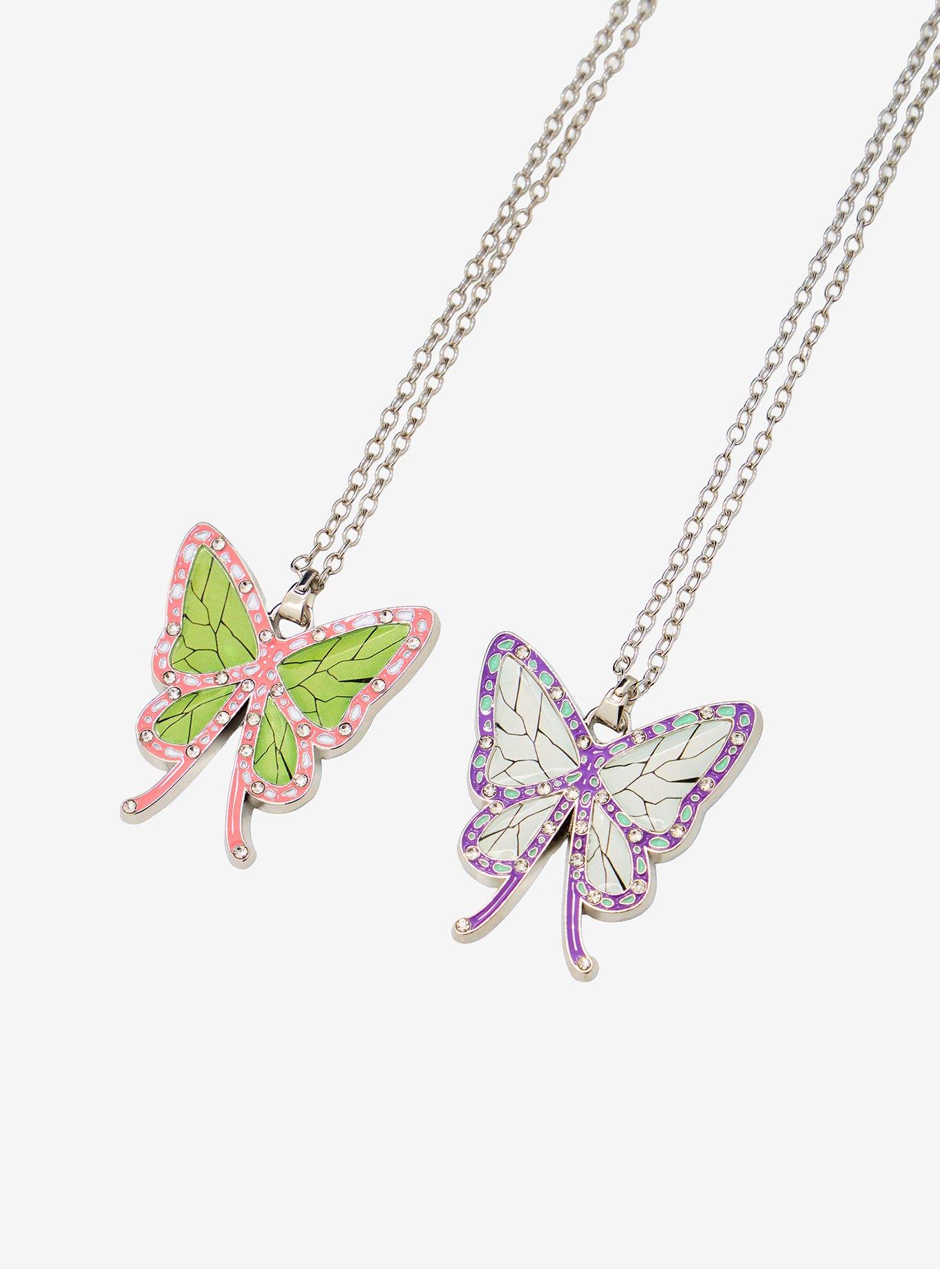 Demon Slayer: Kimetsu No Yaiba Shinobu & Kanao Rhinestone Best Friend Necklace Set, , alternate