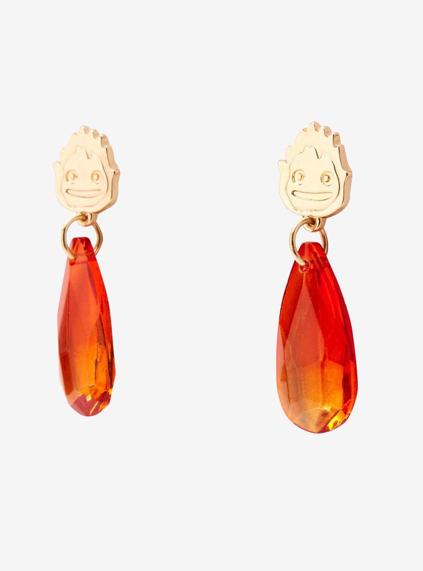 Studio Ghibli Howl's Moving Castle Calcifer Drop Earrings, , alternate