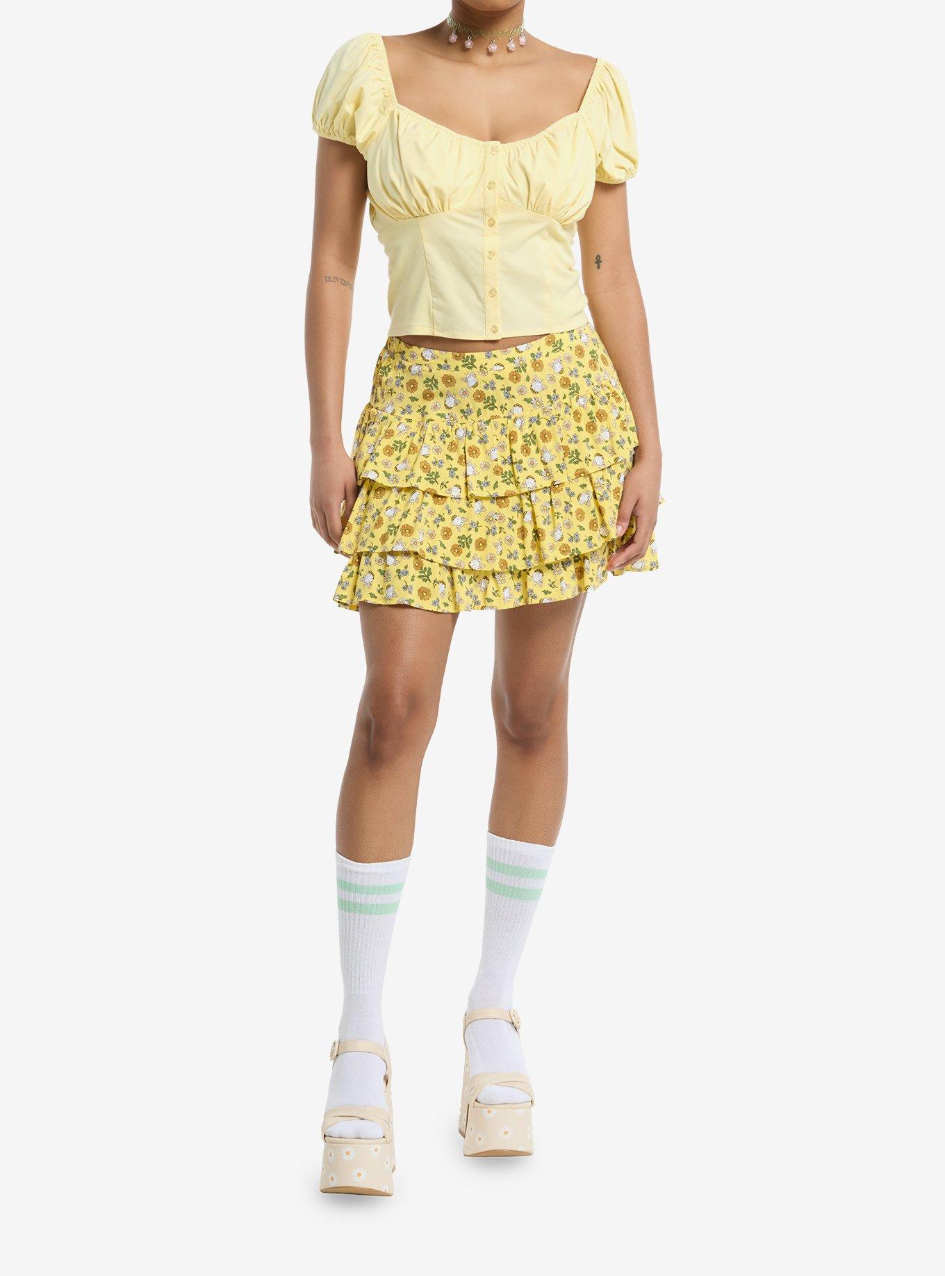 Thorn & Fable Yellow Puff Sleeve Girls Top, , hi-res