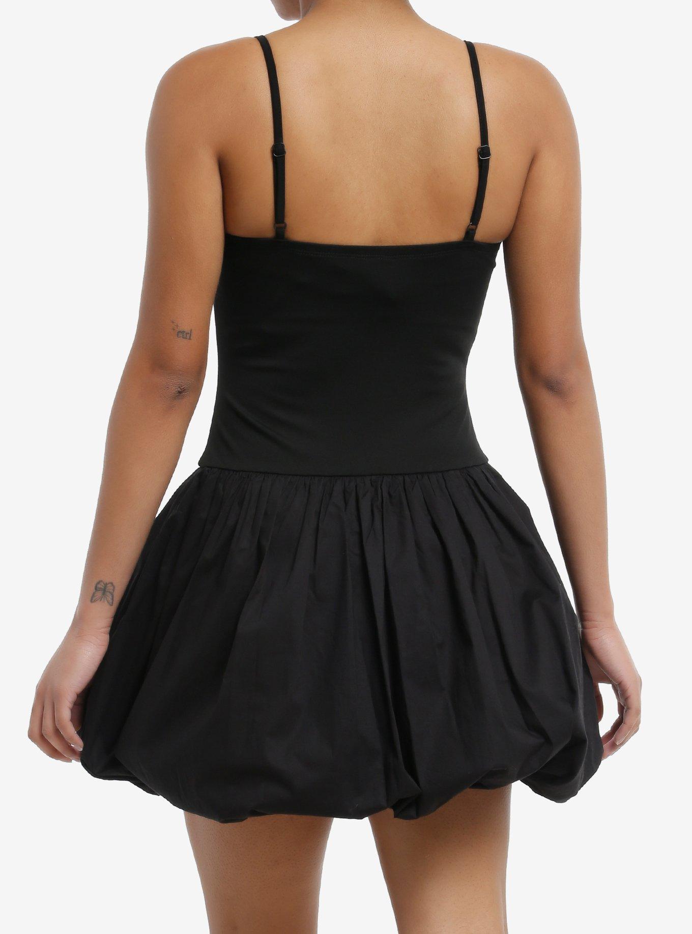 Black Bubble Cami Dress, BLACK, alternate