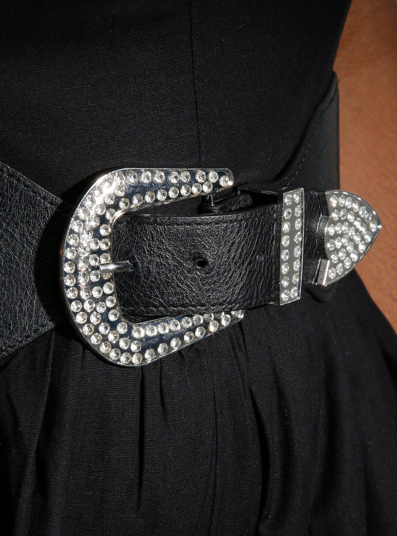 Western Rhinestone Wide Belt, , hi-res