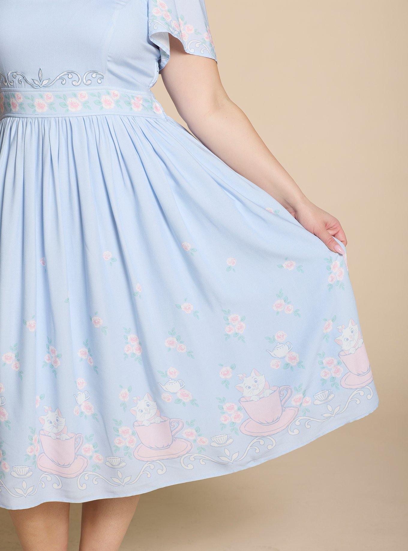 Disney The Aristocats Marie Embroidered Plus Size Midi Dress — BoxLunch Exclusive, LILAC, alternate