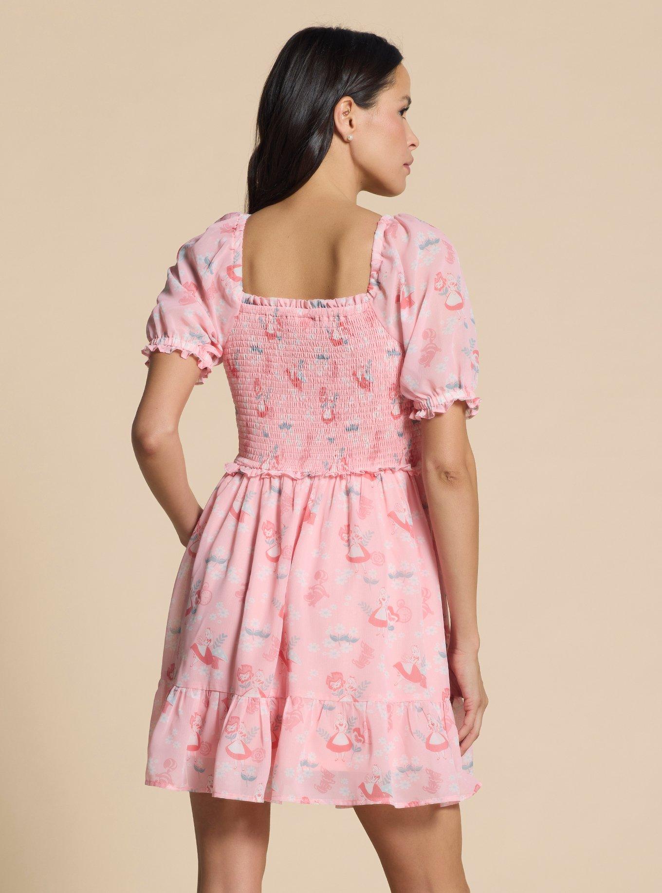 Disney Alice in Wonderland Pink Cinched Smock Dress — BoxLunch Exclusive, LIGHT PINK, alternate