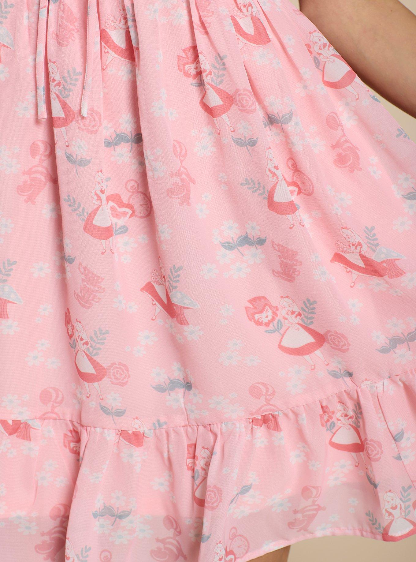 Disney Alice in Wonderland Pink Cinched Smock Dress — BoxLunch Exclusive, LIGHT PINK, alternate