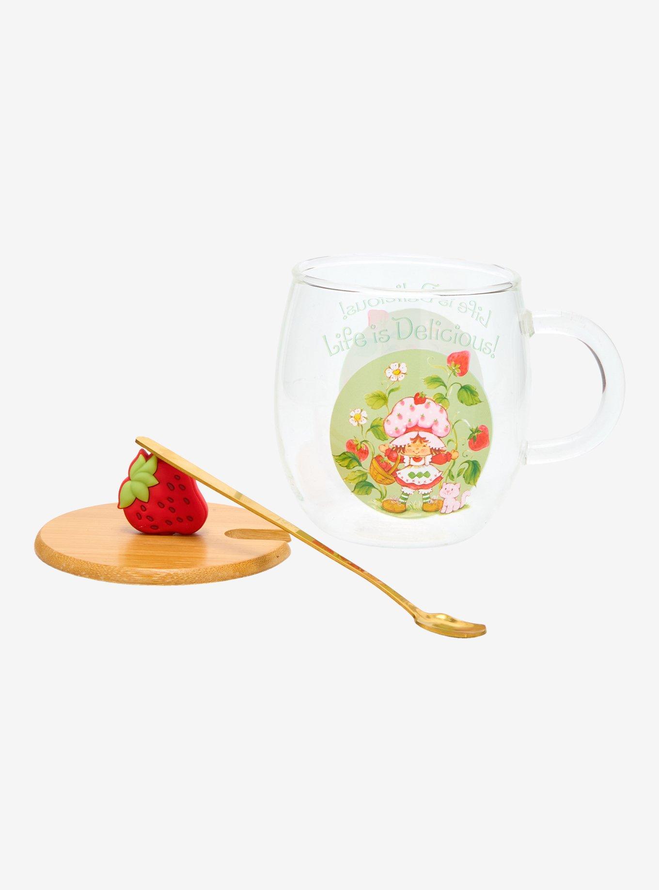 Strawberry Shortcake Glass Mug With Lid and Spoon — BoxLunch Exclusive, , alternate