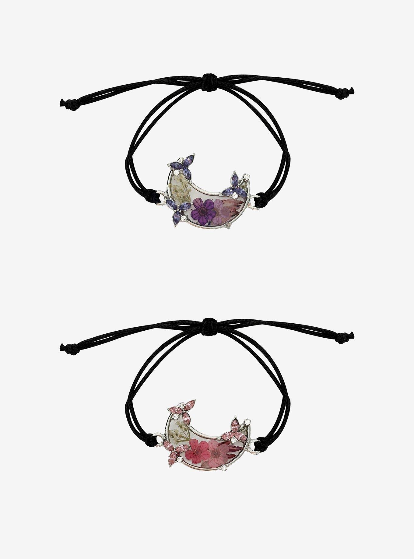 Cosmic Aura Pressed Flower Moon Best Friend Cord Bracelet Set, , hi-res