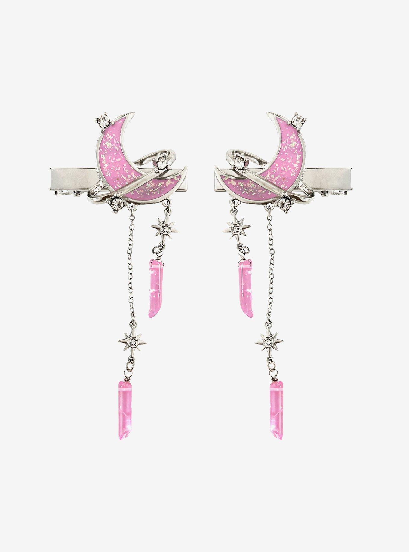 Cosmic Aura Pink Moon Crystal Hair Clip Set, , hi-res