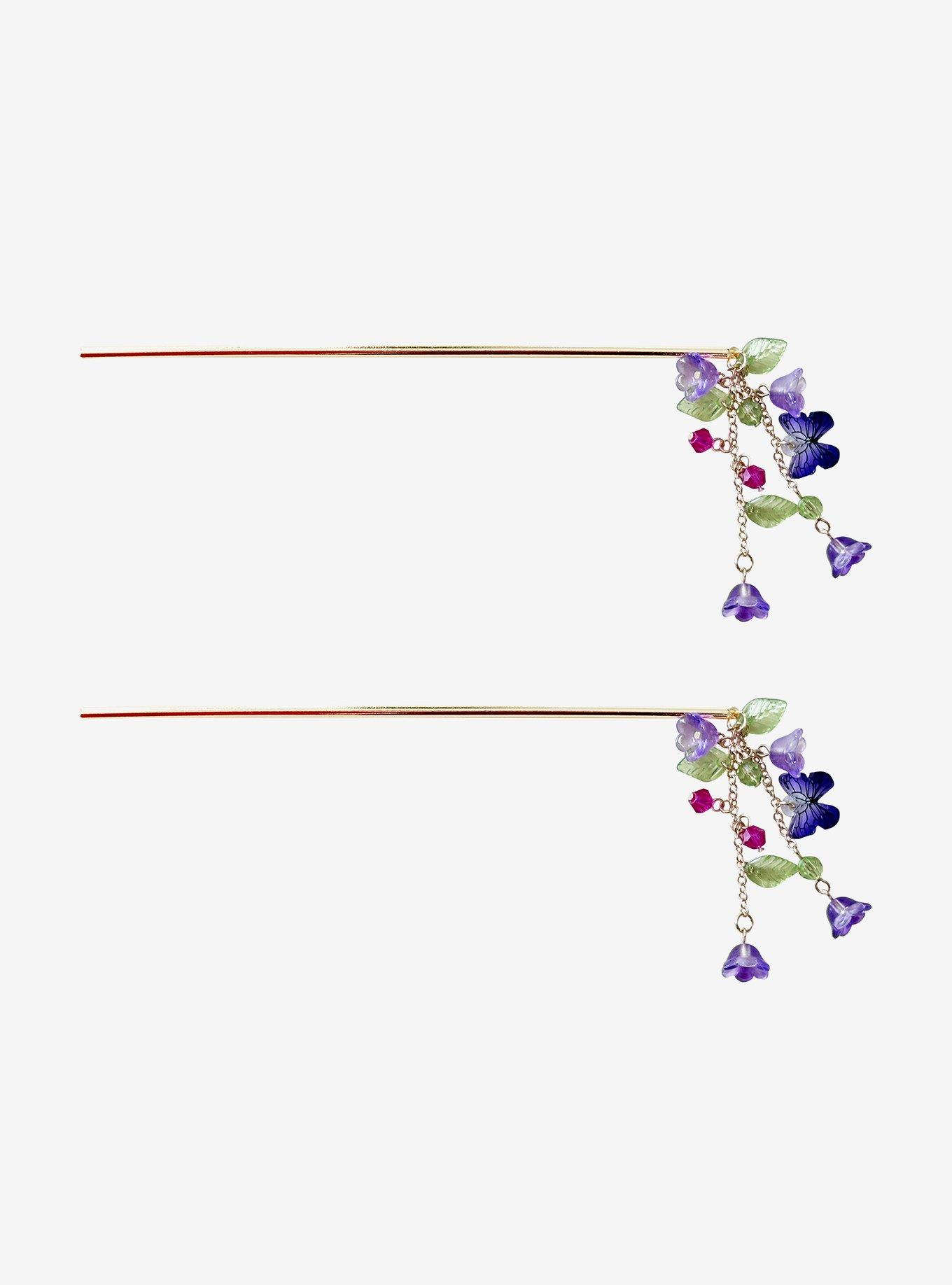 Thorn & Fable Butterfly Floral Hair Sticks, , hi-res