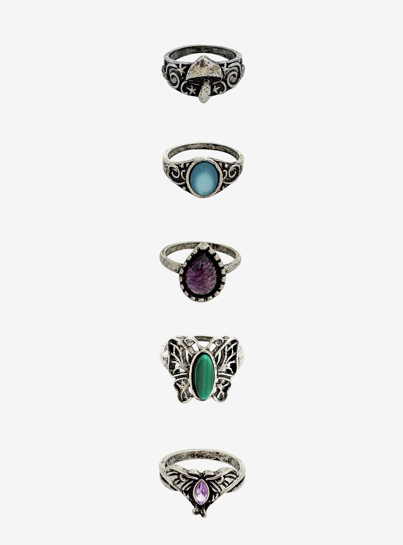 Thorn & Fable Mushroom Moth Gem Ring Set, , hi-res